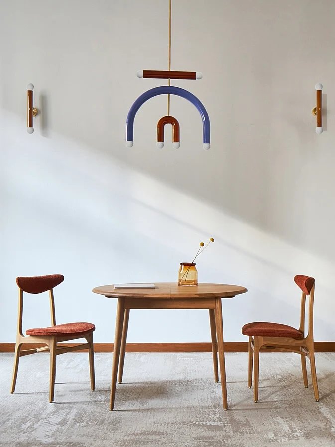 Fox Ash Wood Mid-Century Design Extendable Dining Table