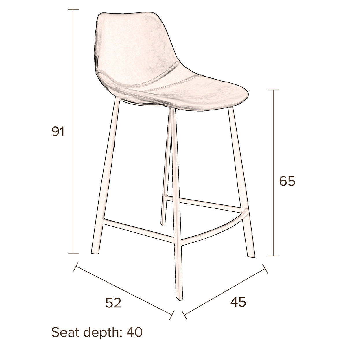 Franky Velvet Pink Counter Stool (Display/Discontinued Collection)
