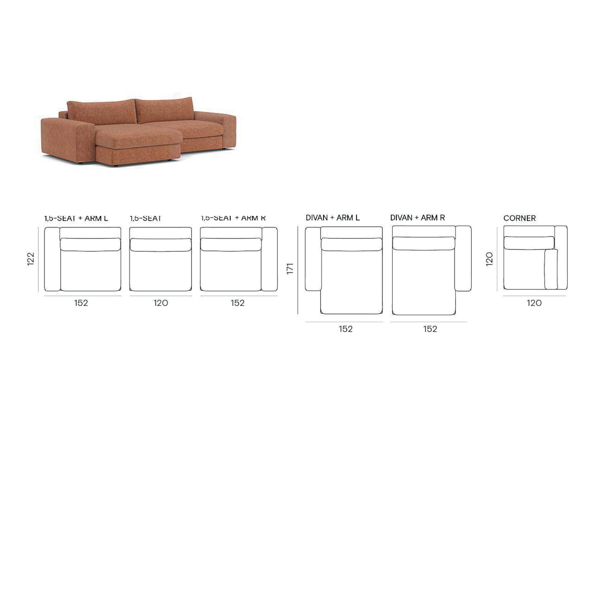 Lou Corner Divan Sofa