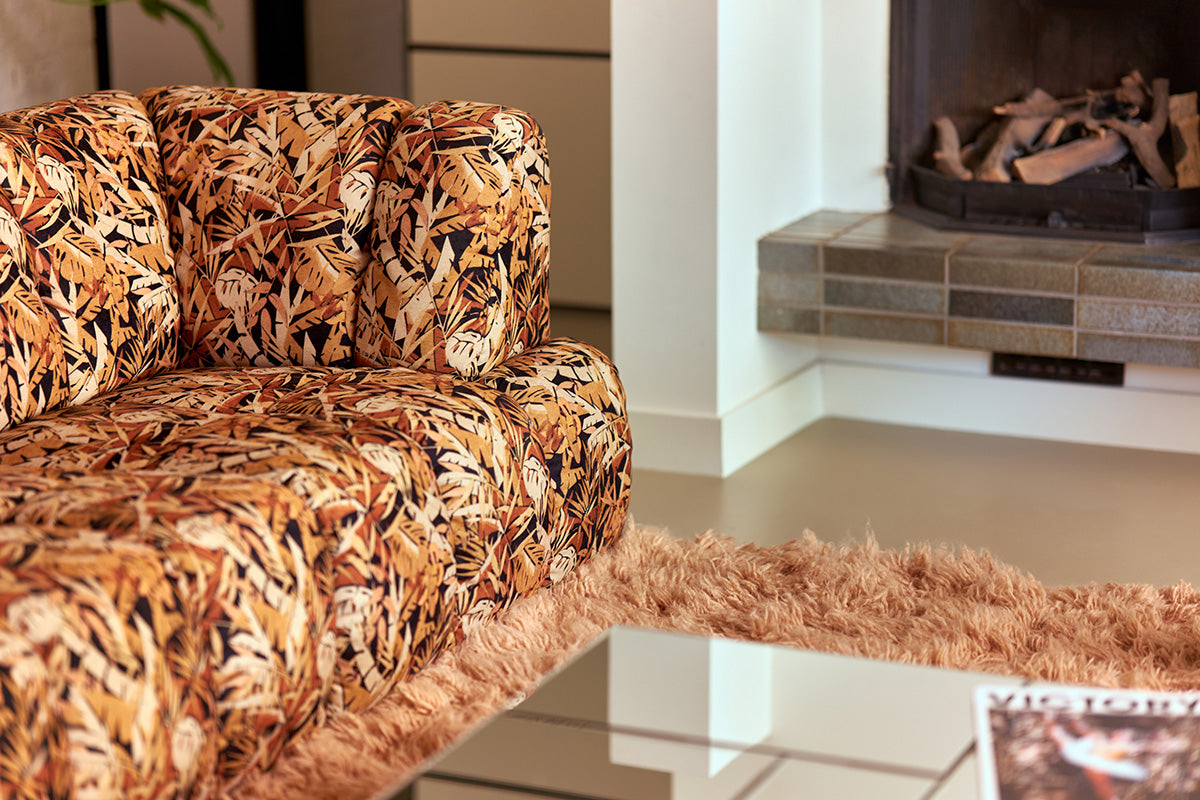 Wave Printed Hollywood Couch - Element Right High Arm