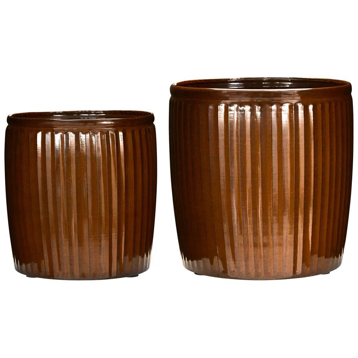 Groove Brown Large Planter (2/Set)