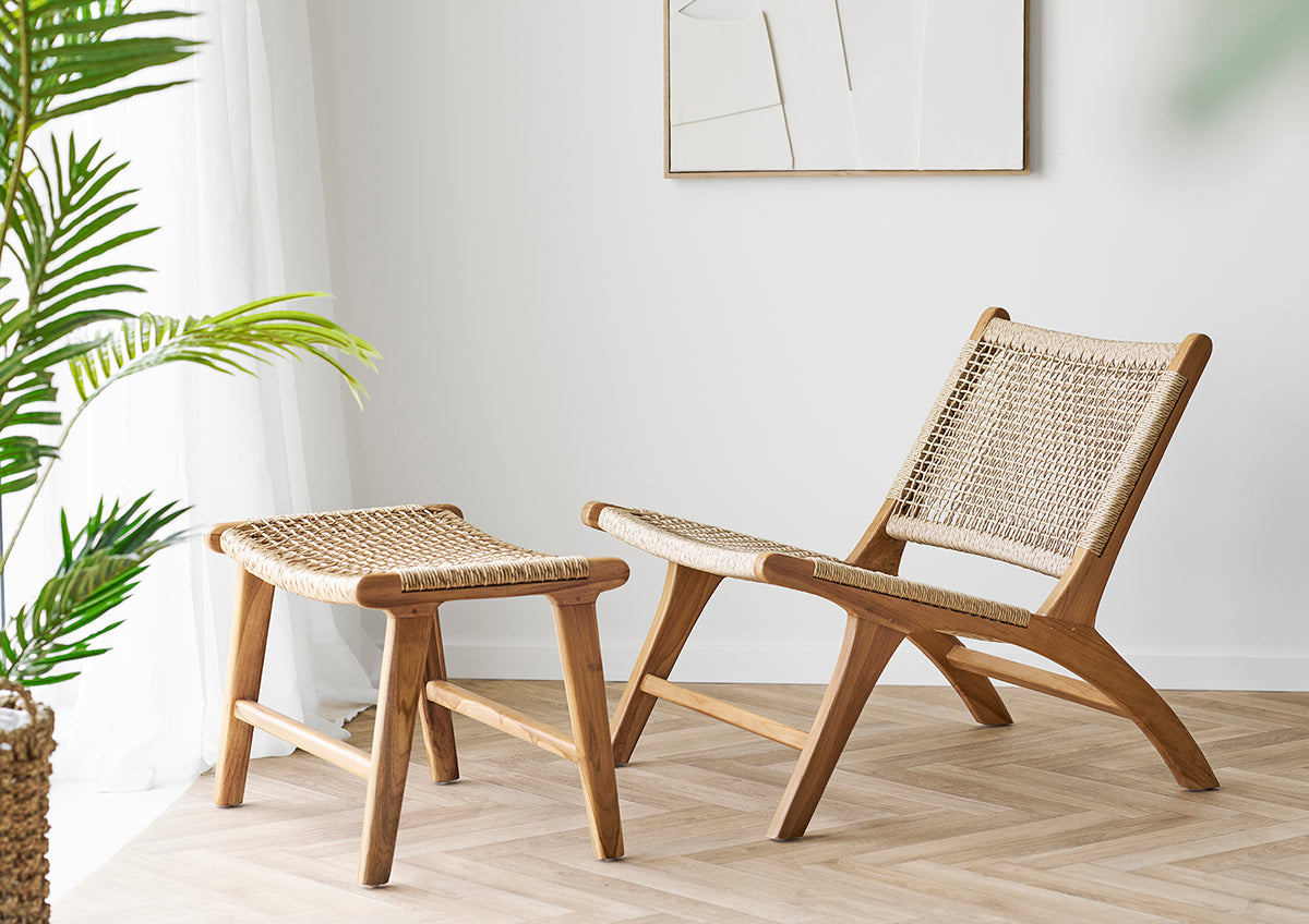 Derby Teak Wood Lounge Chair with Footrest
