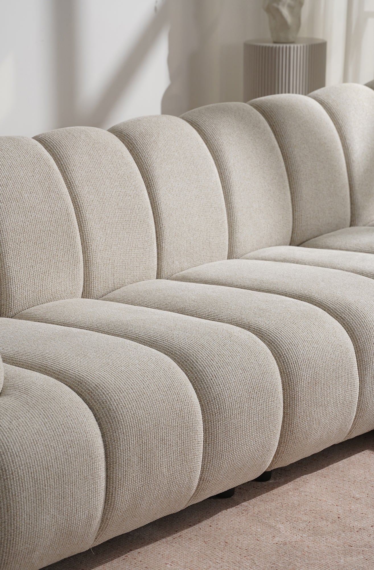Taza Sand 3.5 Seater Modular Sofa with Pouf
