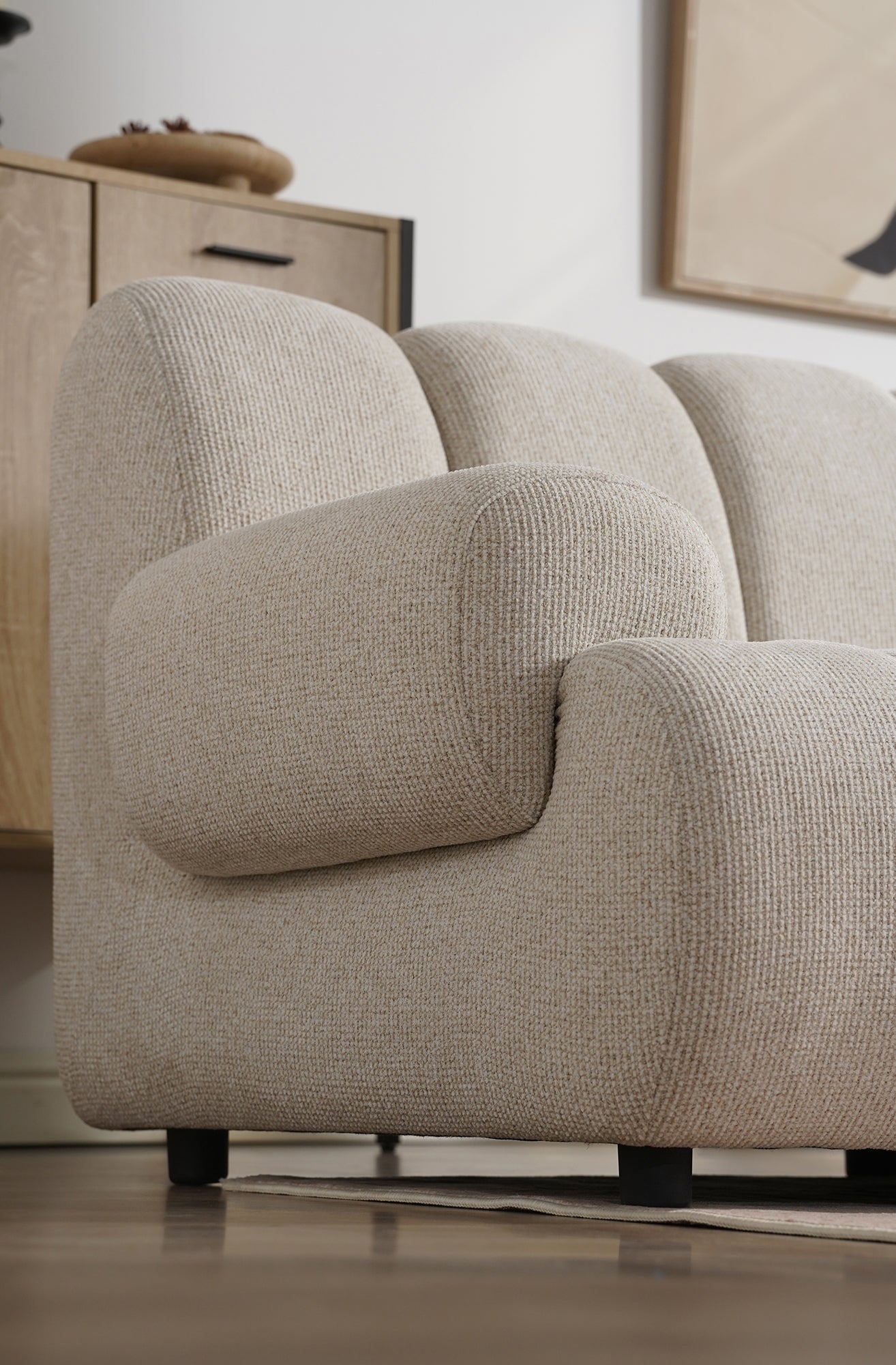 Taza Sand 3.5 Seater Modular Sofa with Pouf
