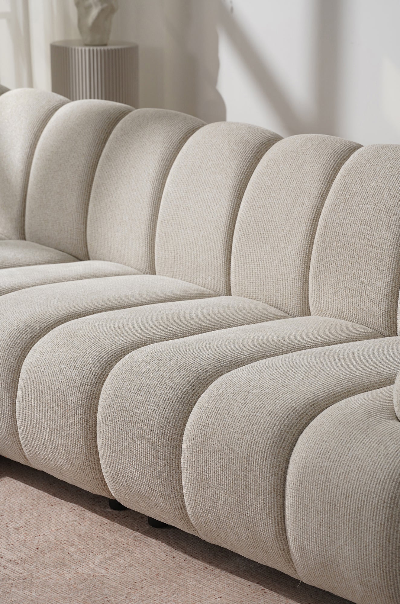 Taza Sand 3.5 Seater Modular Sofa with Pouf