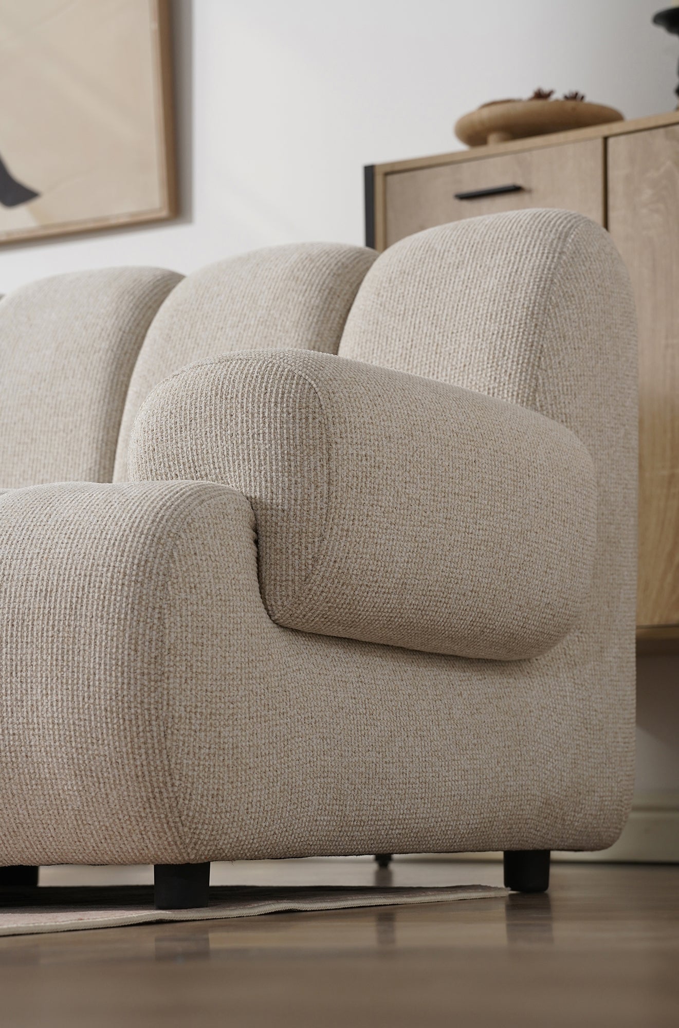 Taza Sand 3.5 Seater Modular Sofa with Pouf