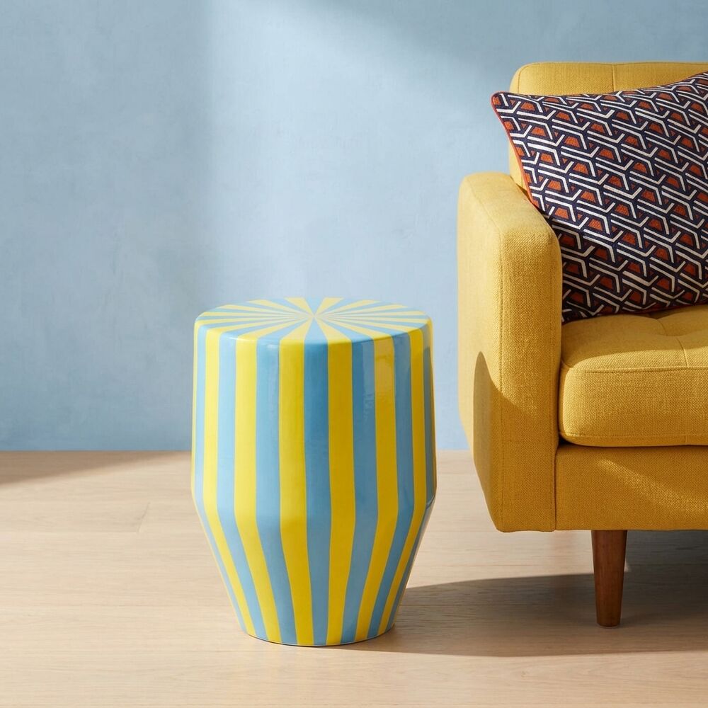 Candy Blue Stripes Side Table