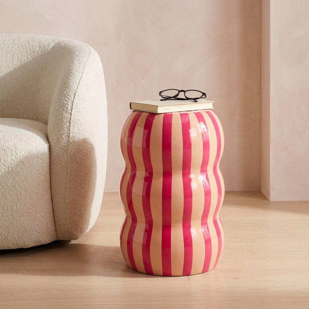 Candy Pink Stripes Side Table