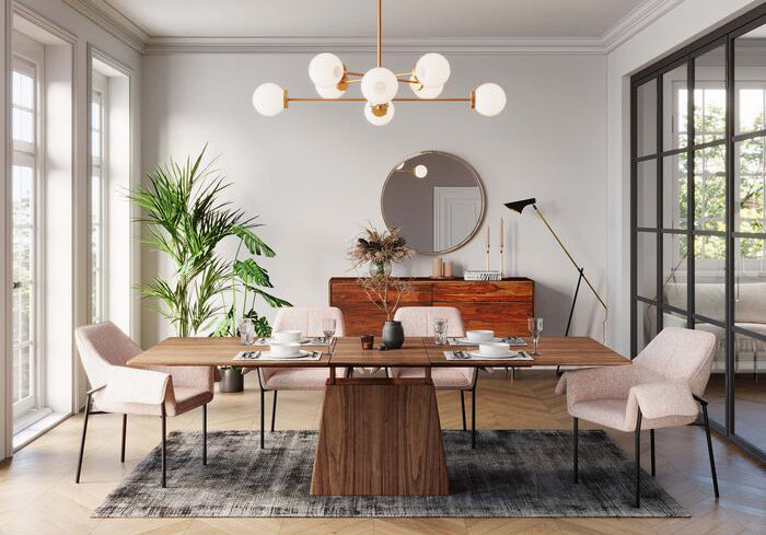 Benvenuto Walnut Rectangular Extendable Table