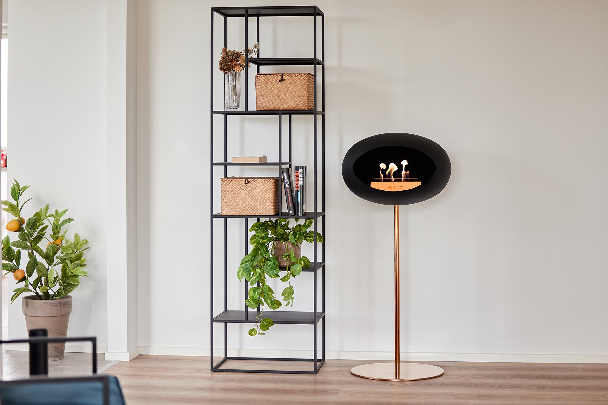 Ground Steel High Black Bio Fireplace