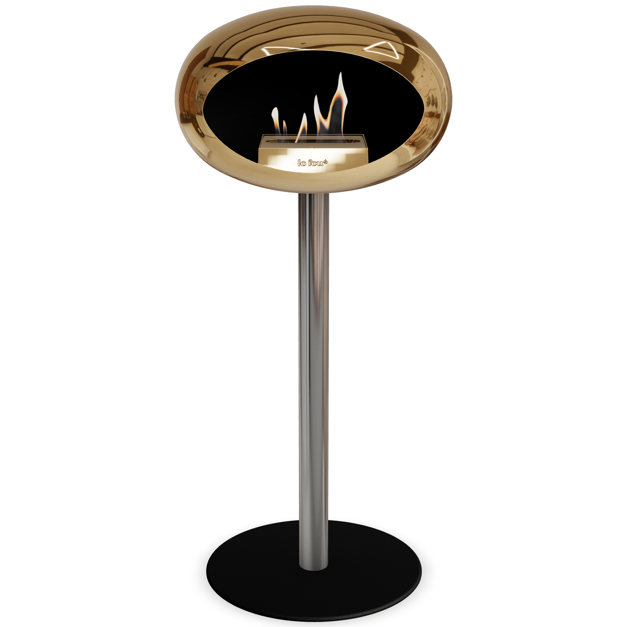 Ground Steel High Chromed Rose Gold Bio Fireplace with Rose Glod Burner