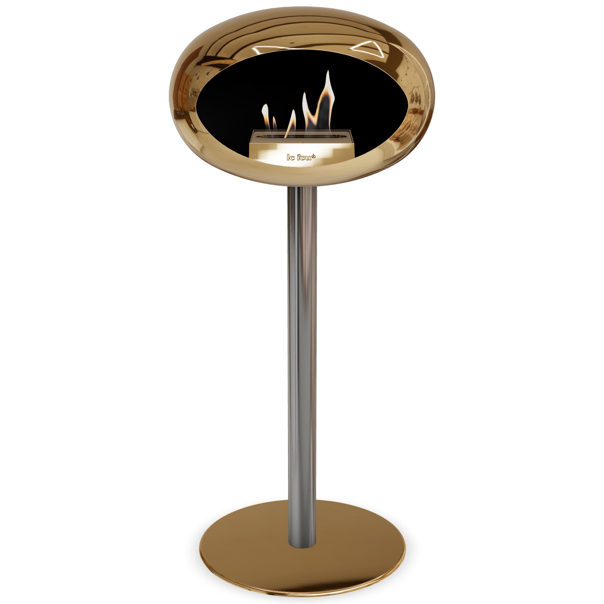 Ground Steel High Chromed Rose Gold Bio Fireplace with Rose Glod Burner