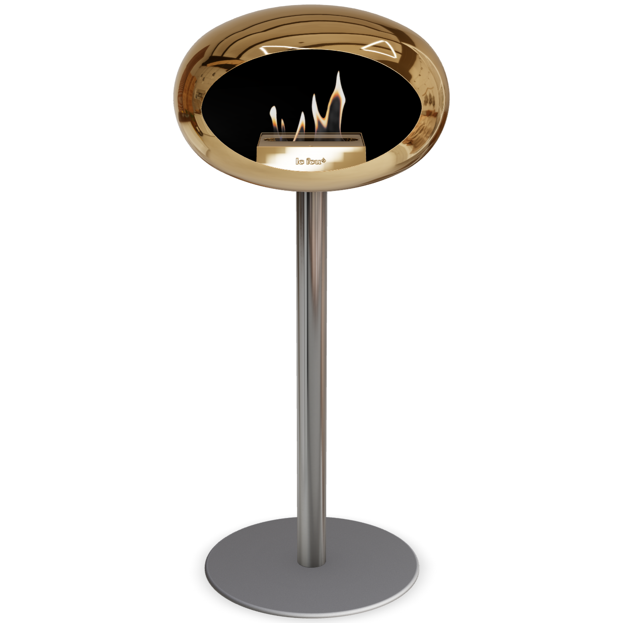 Ground Steel High Chromed Rose Gold Bio Fireplace with Rose Glod Burner