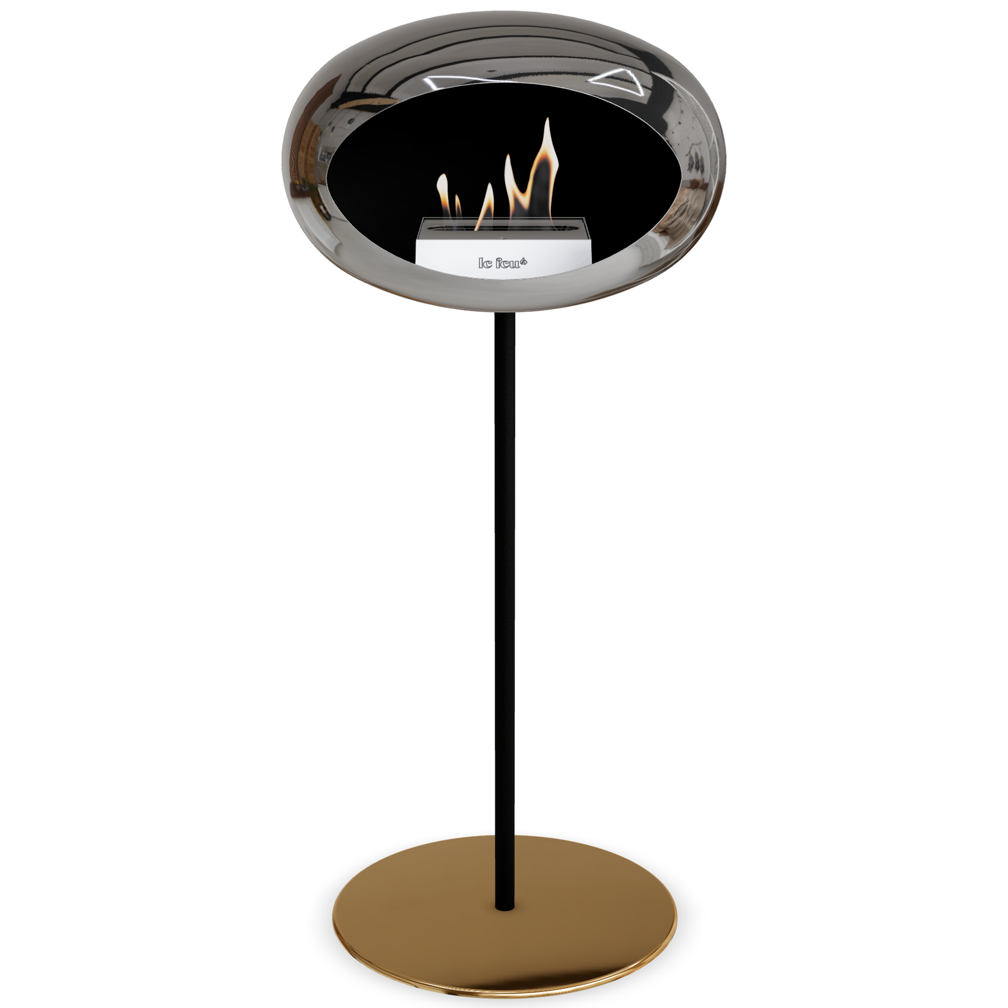 Ground Steel High Chromed Silver Bio Fireplace with Steel Burner
