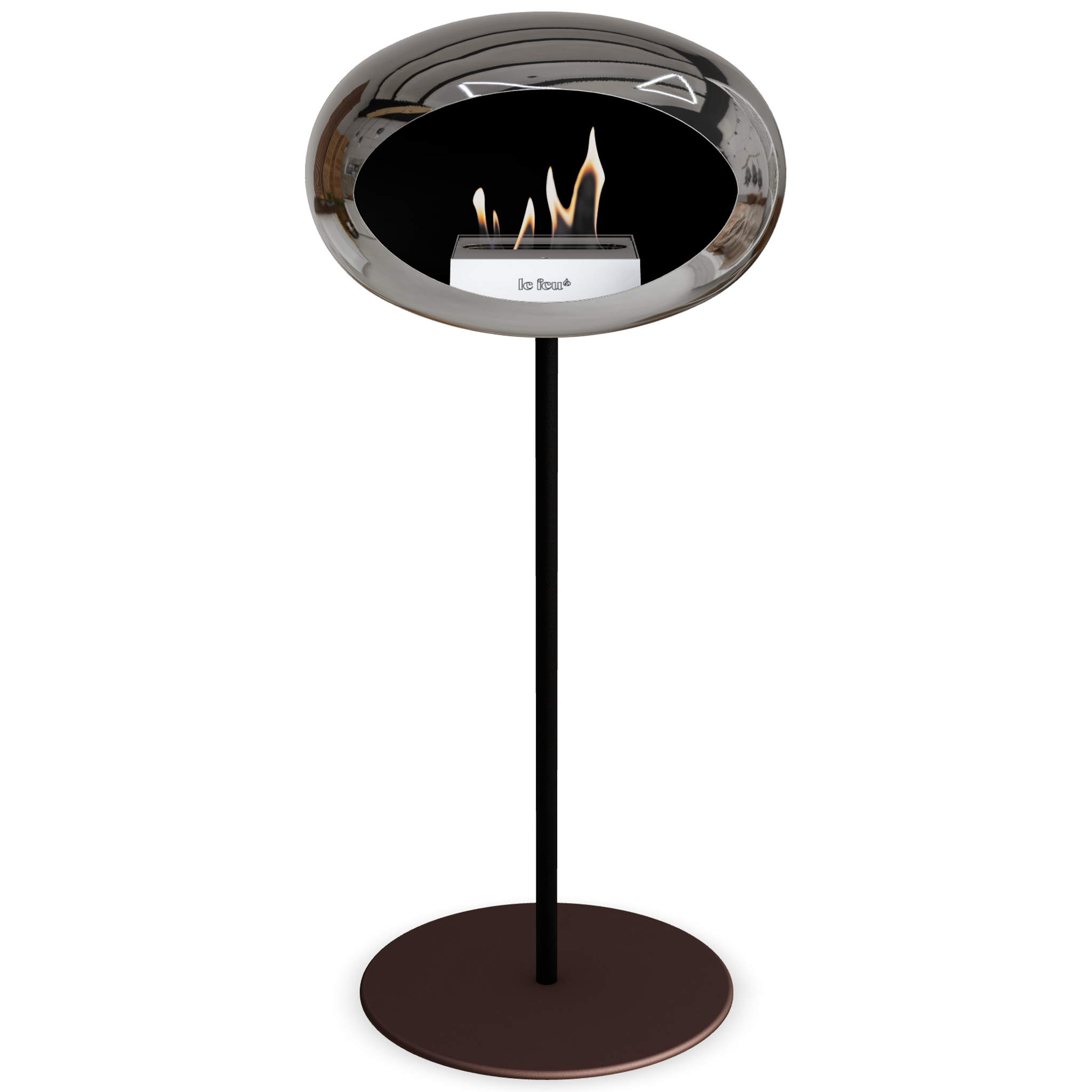 Ground Steel High Chromed Silver Bio Fireplace with Steel Burner