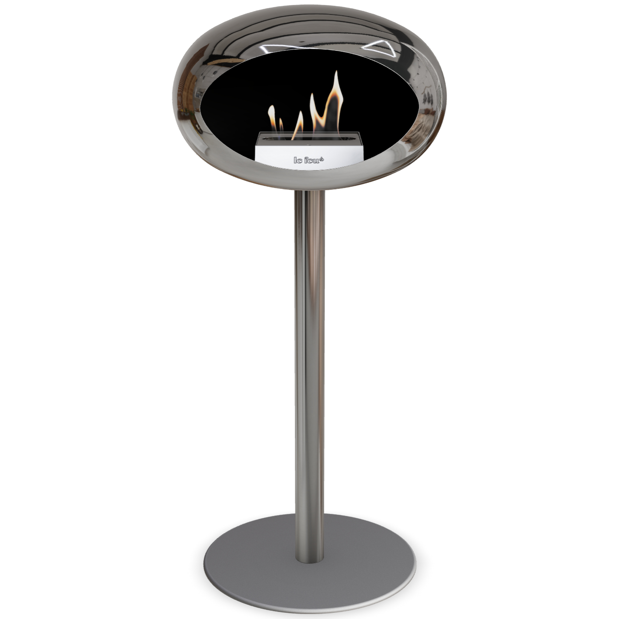 Ground Steel High Chromed Silver Bio Fireplace with Steel Burner
