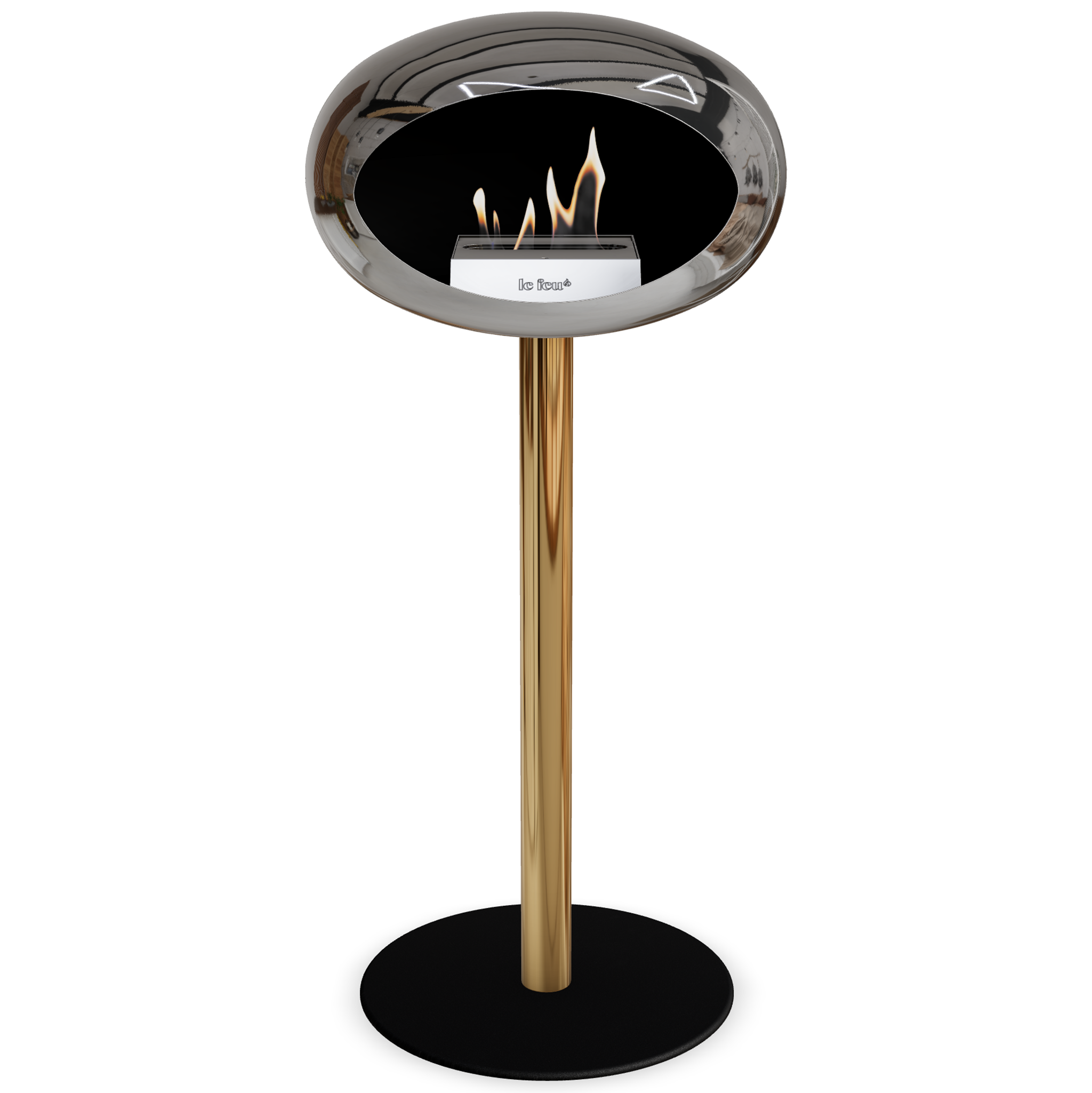 Ground Steel High Chromed Silver Bio Fireplace with Steel Burner