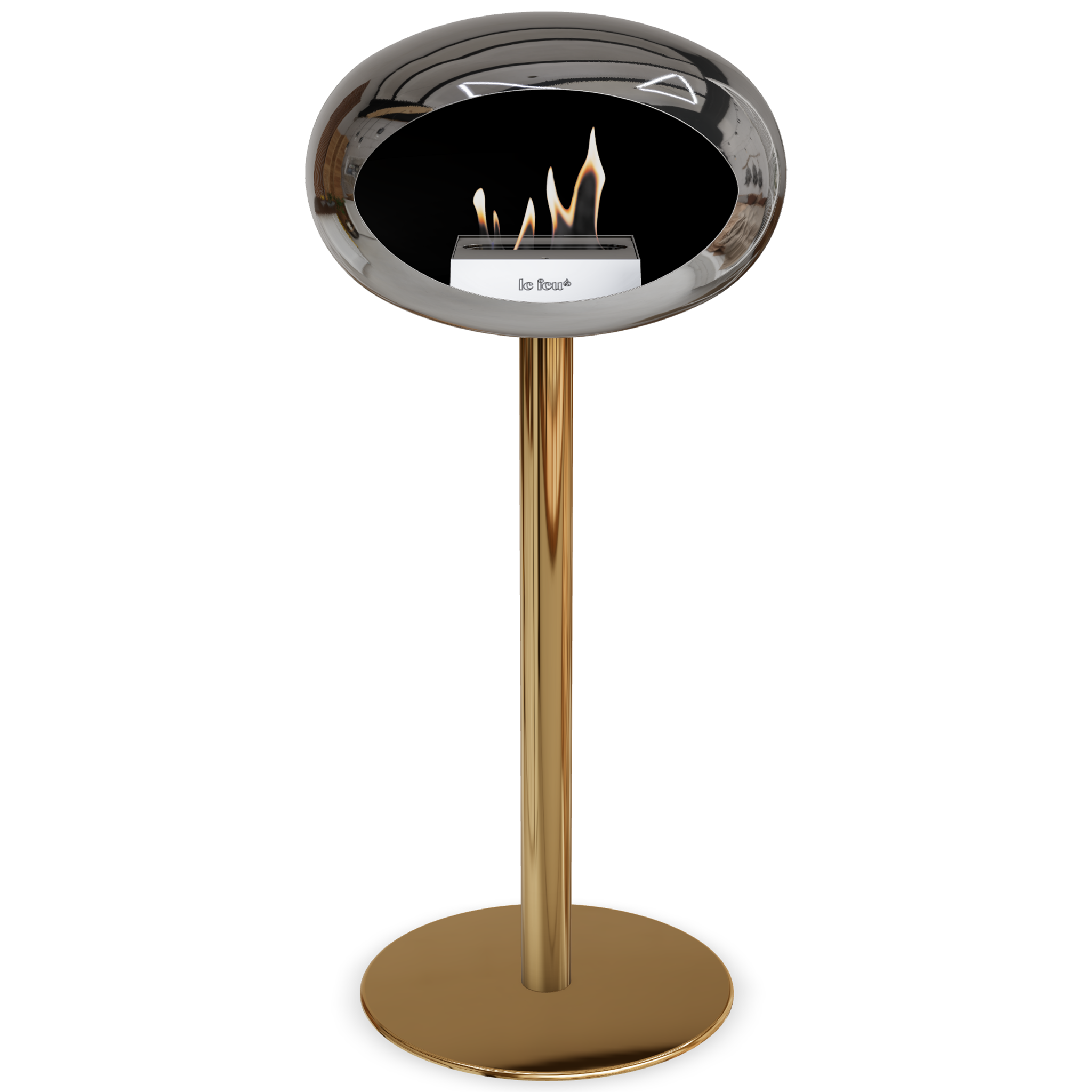 Ground Steel High Chromed Silver Bio Fireplace with Steel Burner