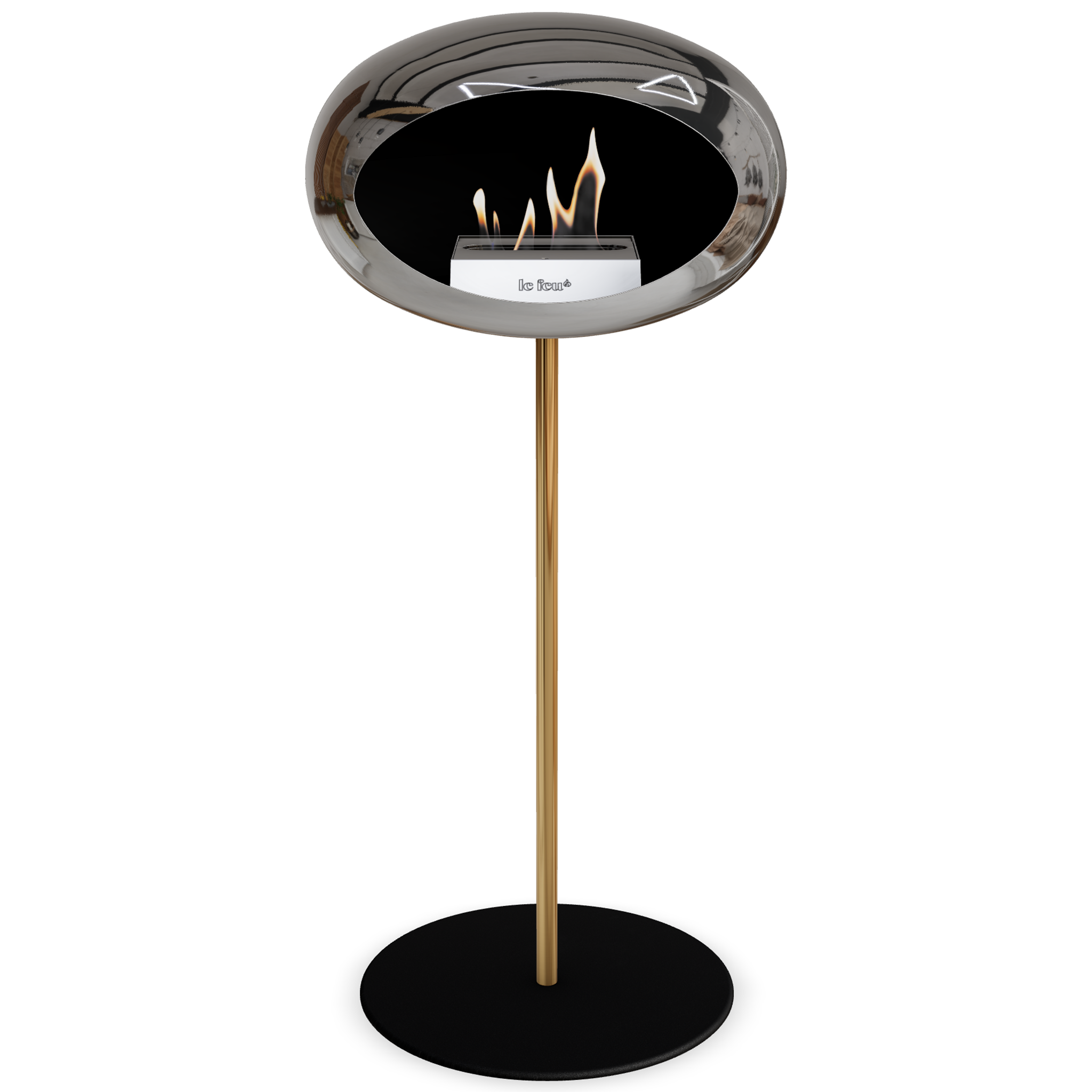 Ground Steel High Chromed Silver Bio Fireplace with Steel Burner
