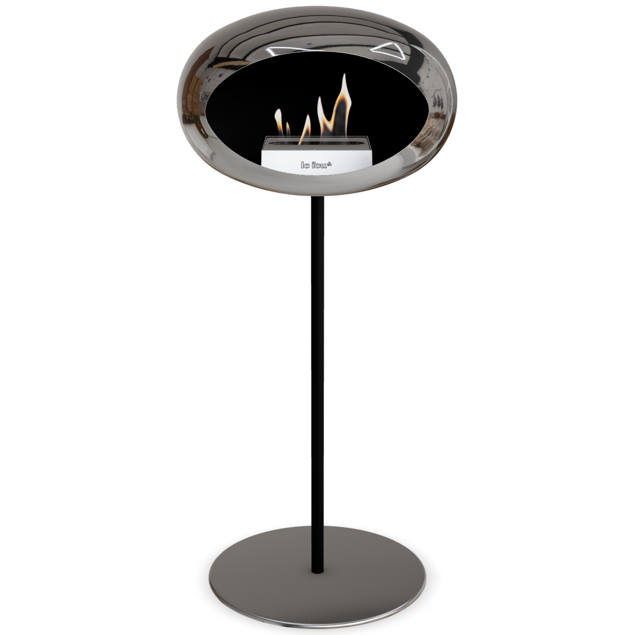 Ground Steel High Chromed Silver Bio Fireplace with Steel Burner