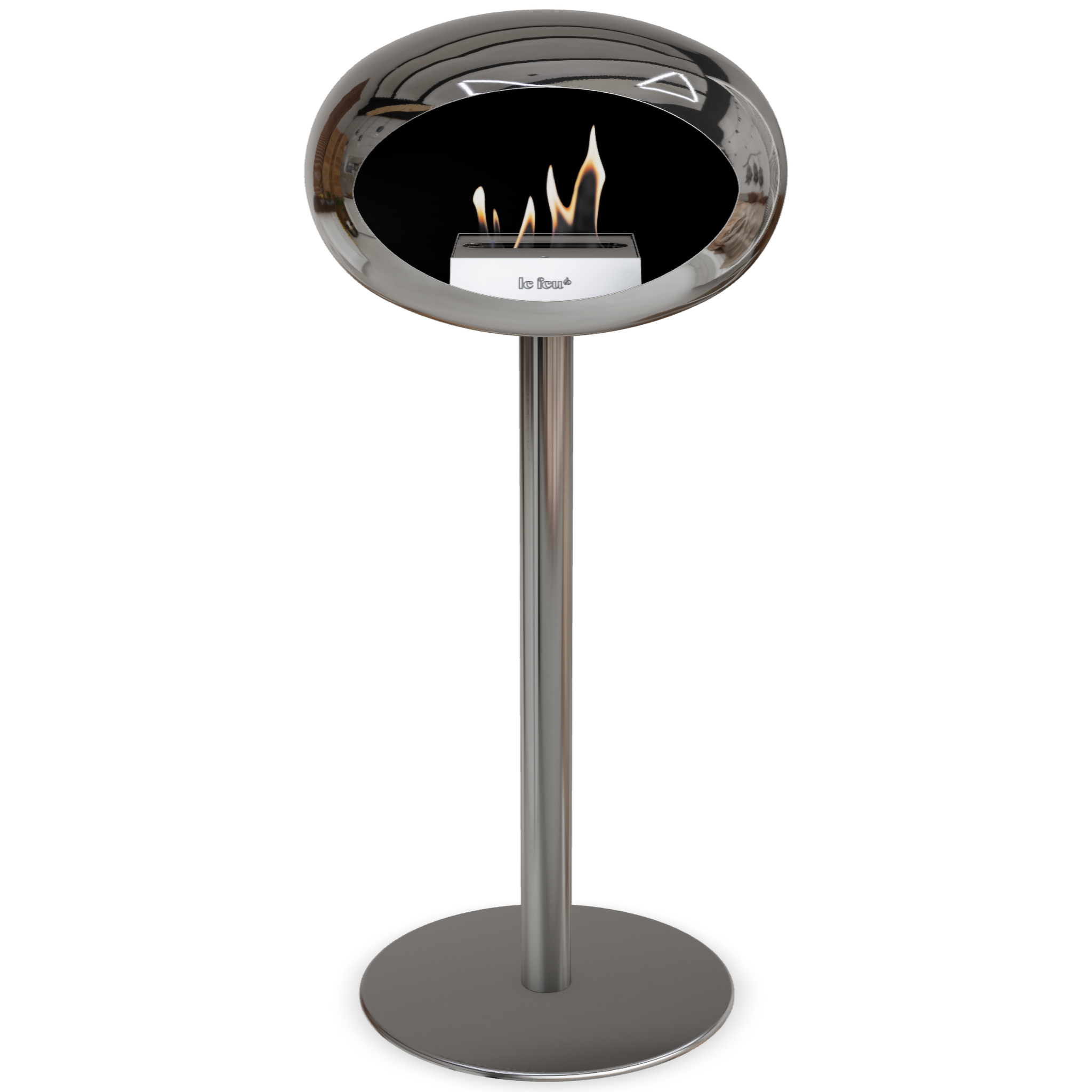 Ground Steel High Chromed Silver Bio Fireplace with Steel Burner