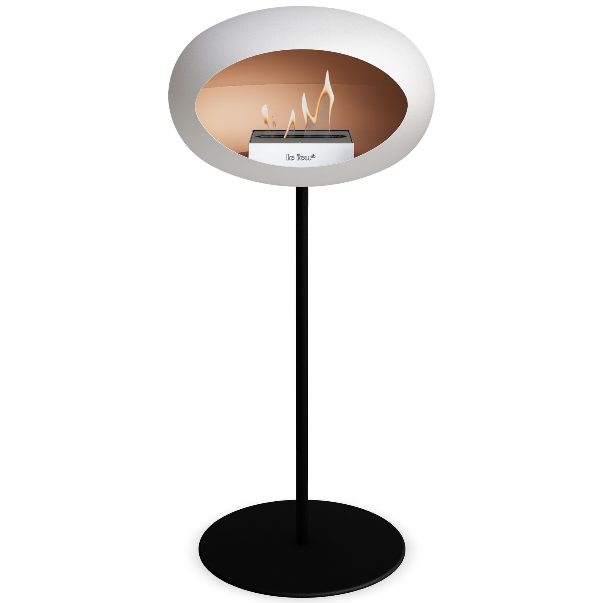 Ground Steel High White Bio Fireplace