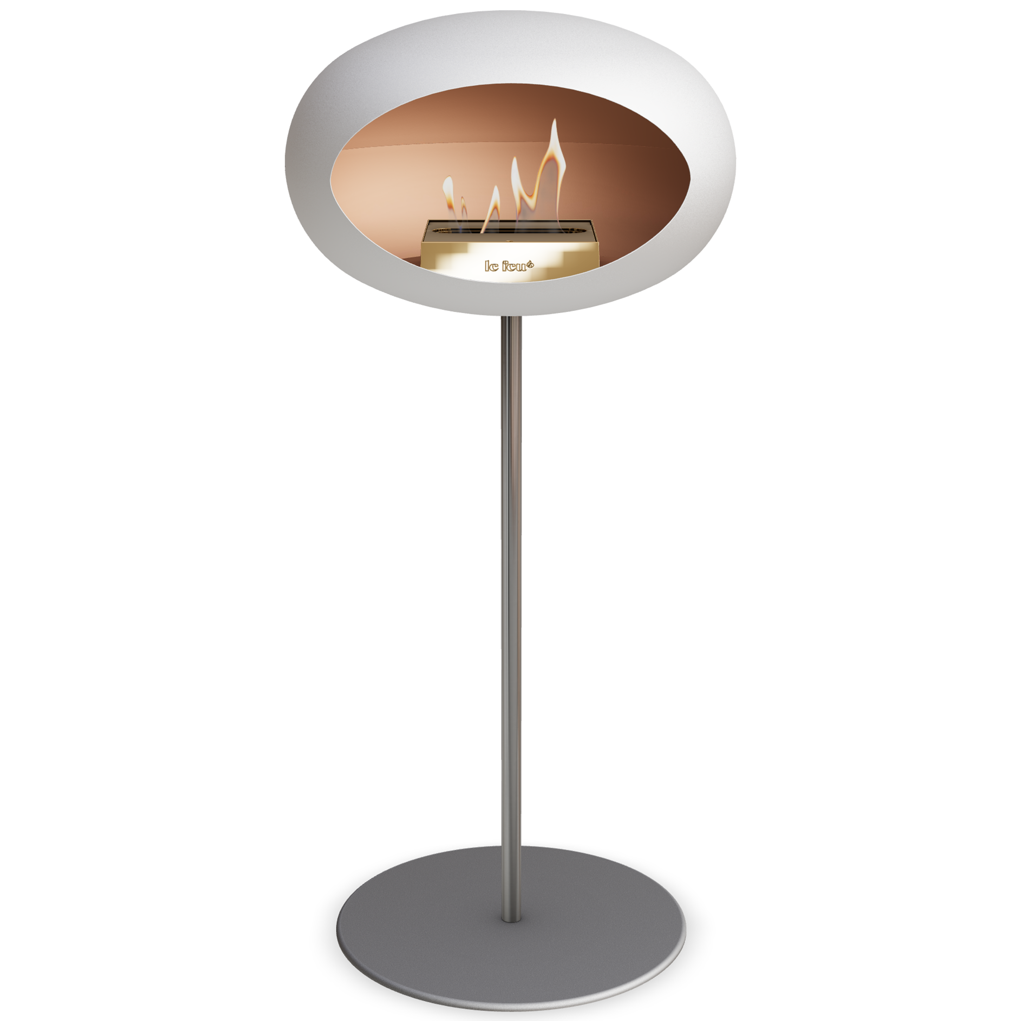 Ground Steel High White Bio Fireplace