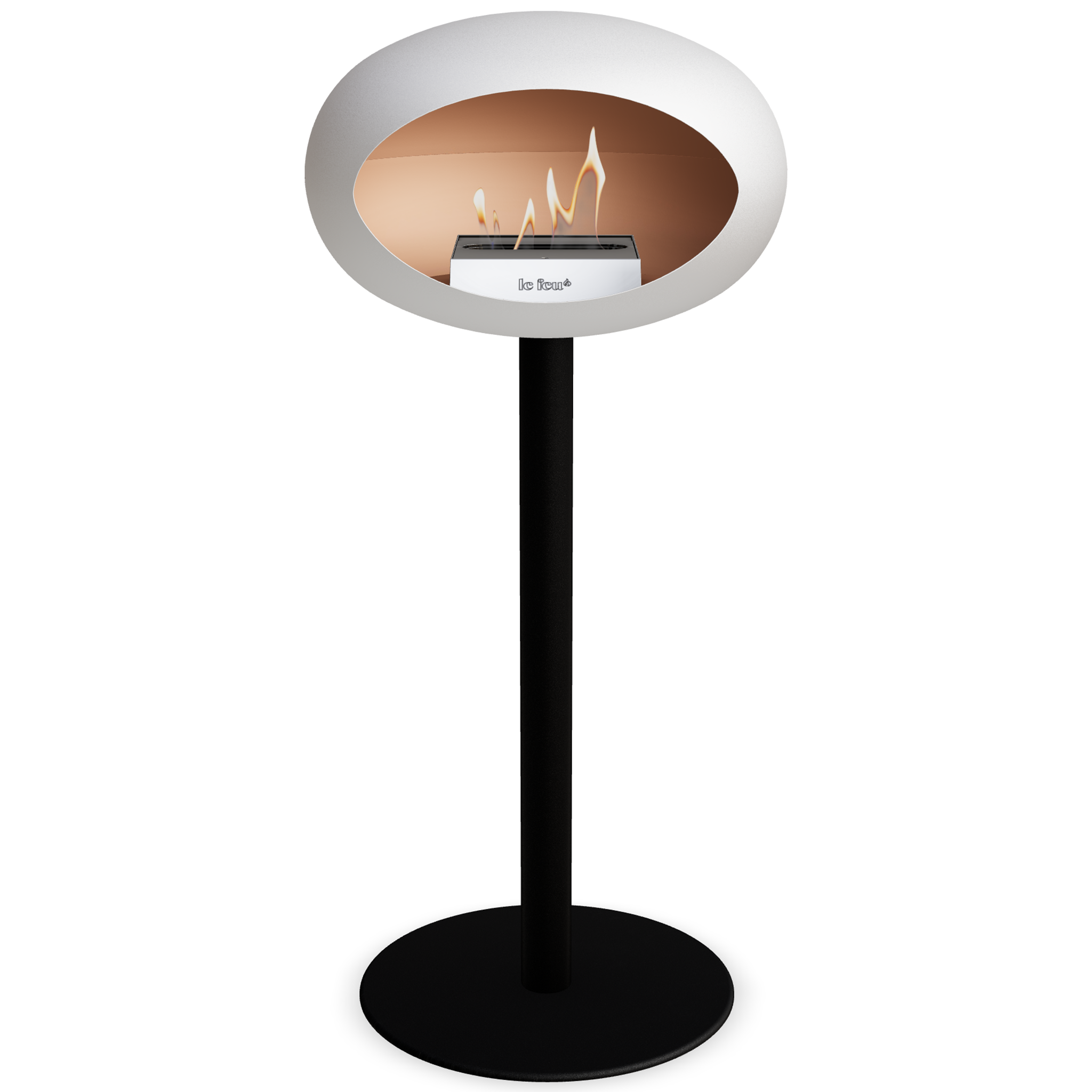 Ground Steel High White Bio Fireplace