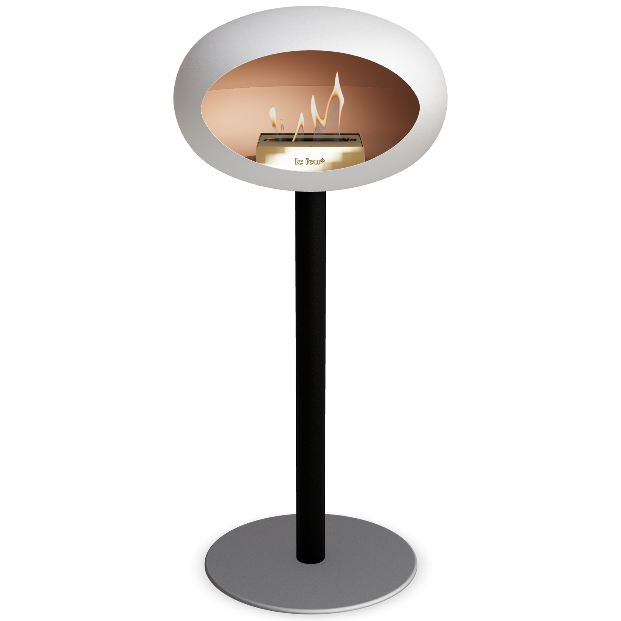 Ground Steel High White Bio Fireplace