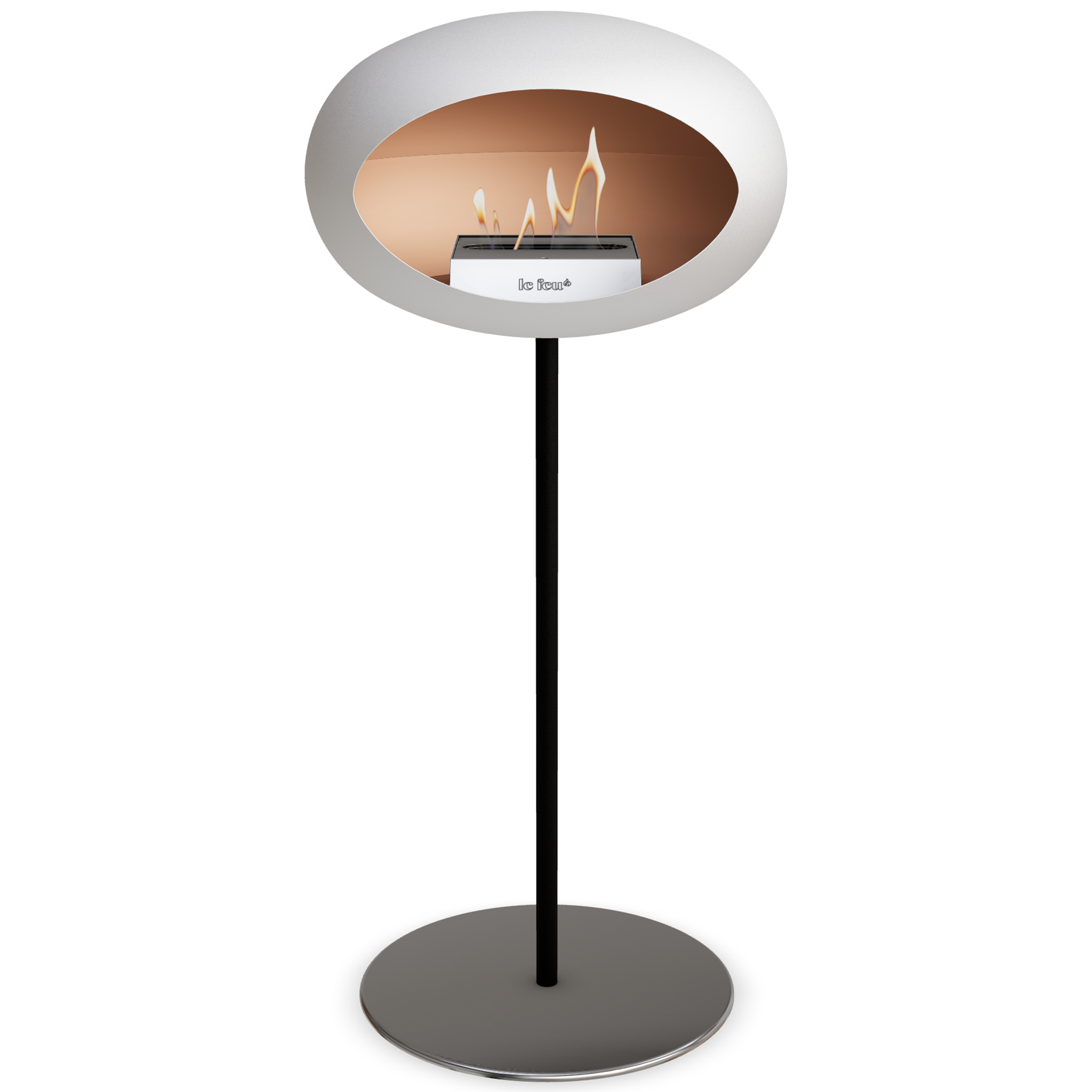 Ground Steel High White Bio Fireplace