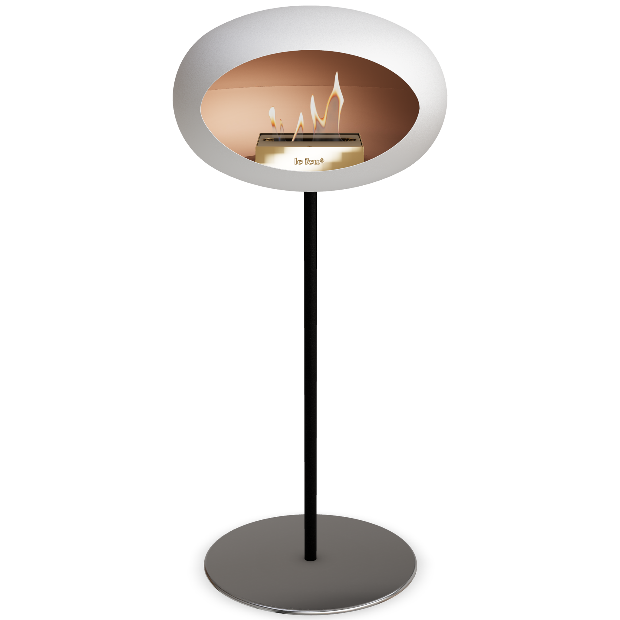 Ground Steel High White Bio Fireplace