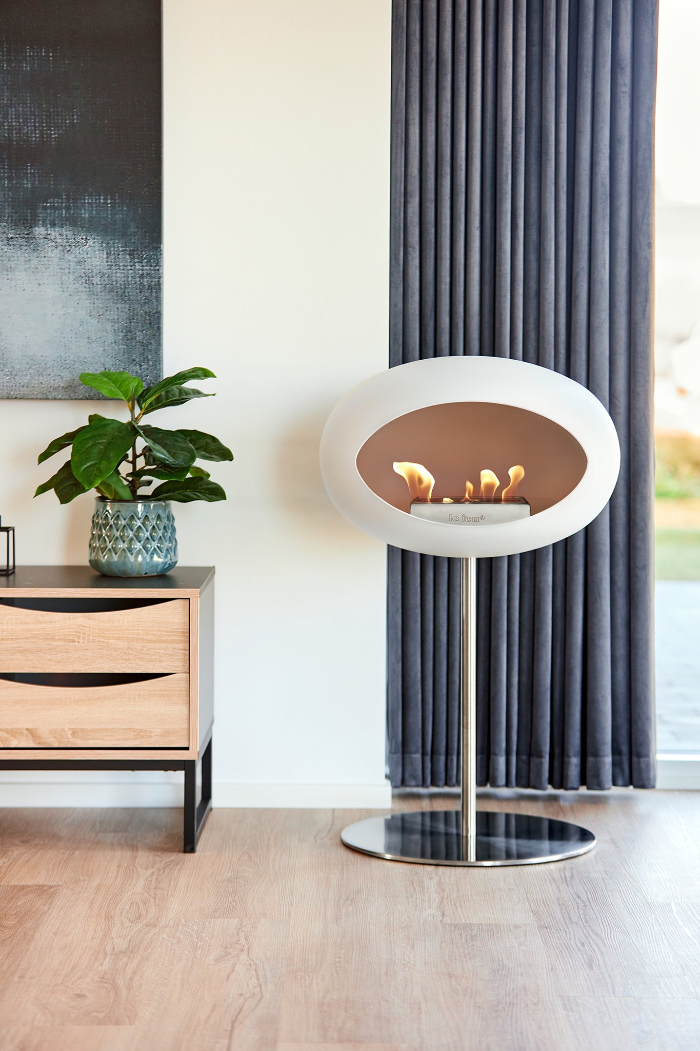 Ground Steel Low Chromed Rose Gold Bio Fireplace with Rose Gold Burner