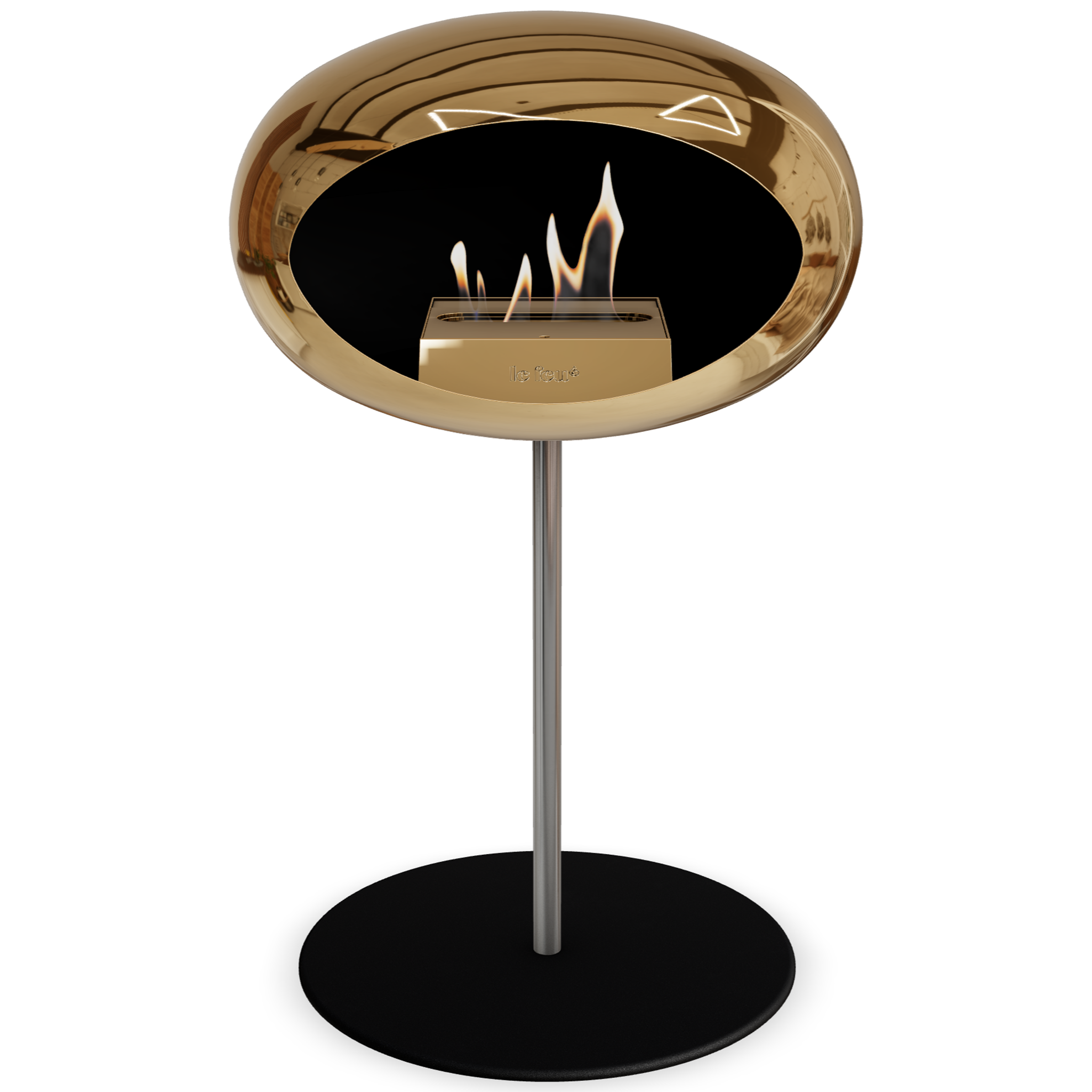 Ground Steel Low Chromed Rose Gold Bio Fireplace with Rose Gold Burner