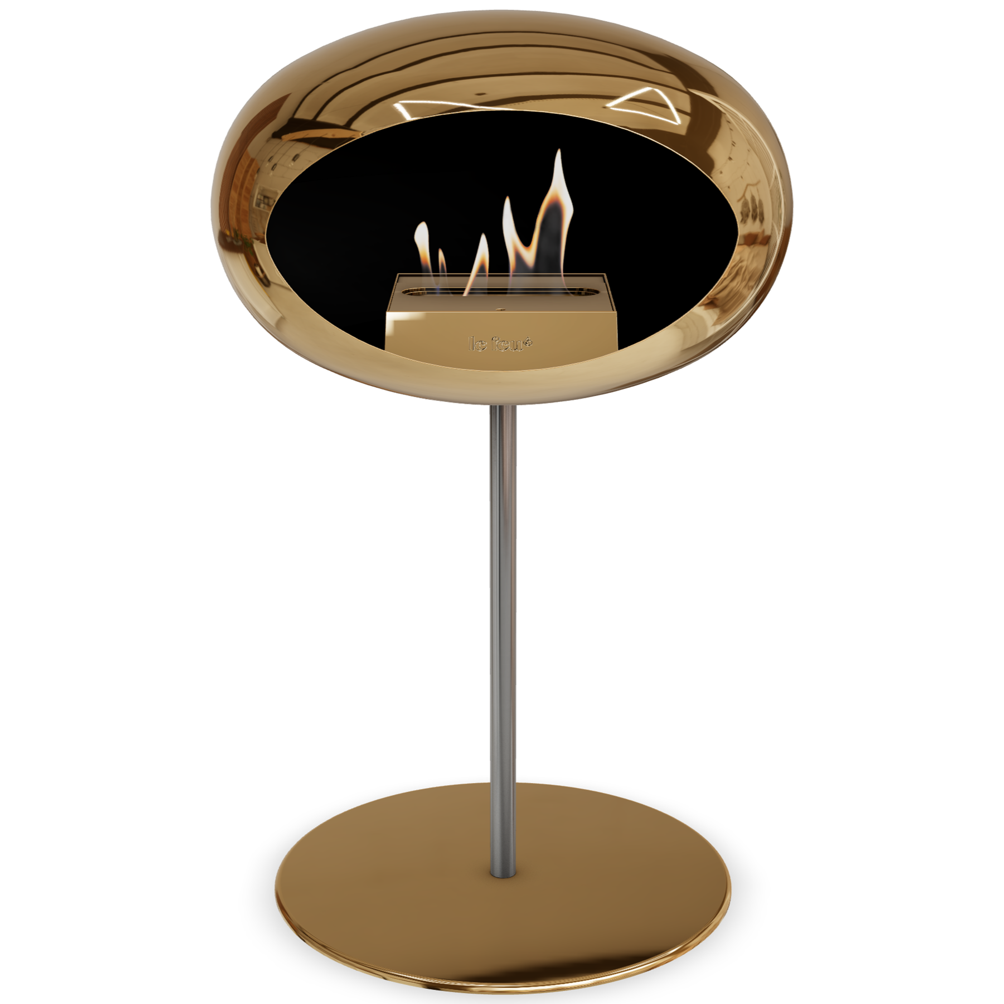 Ground Steel Low Chromed Rose Gold Bio Fireplace with Rose Gold Burner