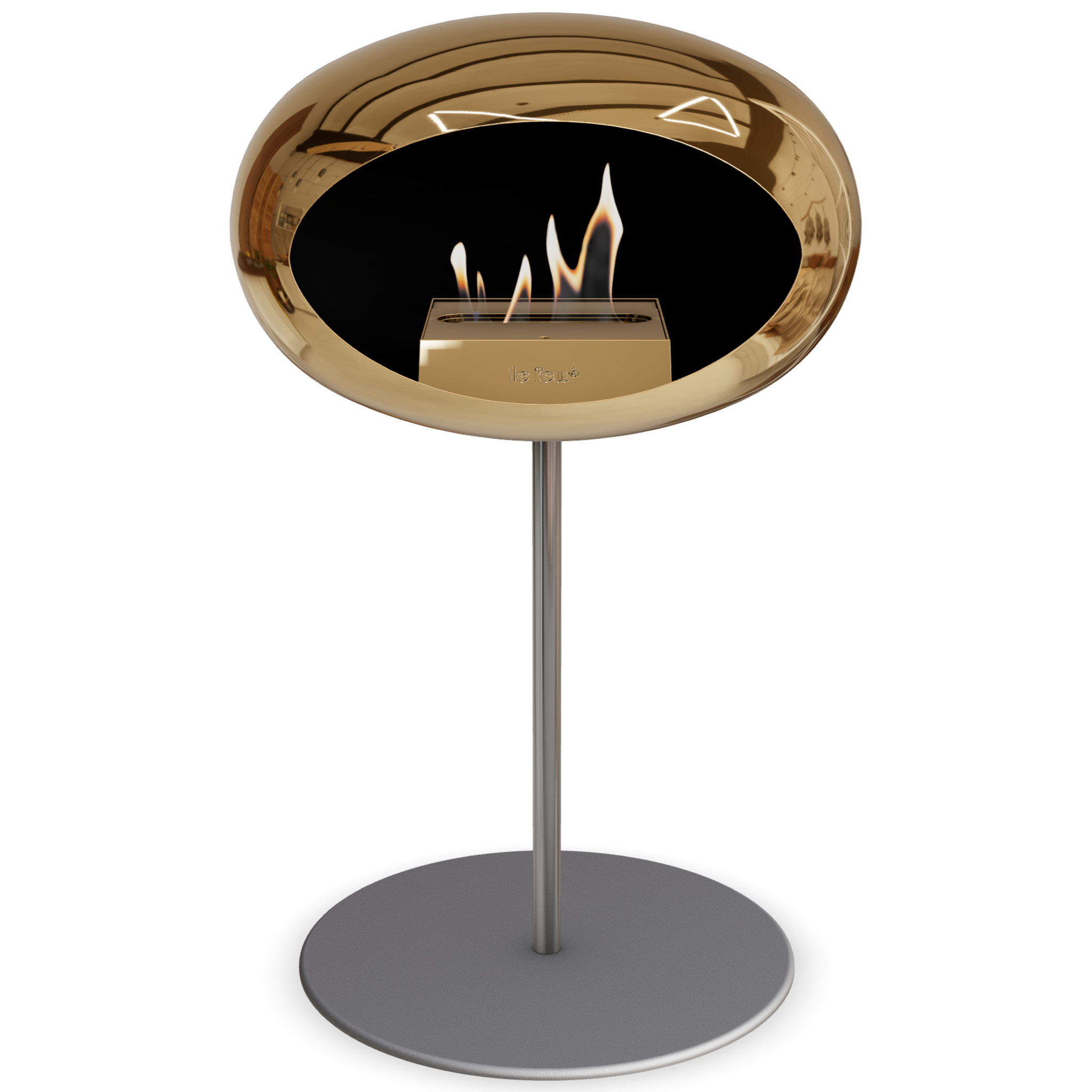Ground Steel Low Chromed Rose Gold Bio Fireplace with Rose Gold Burner