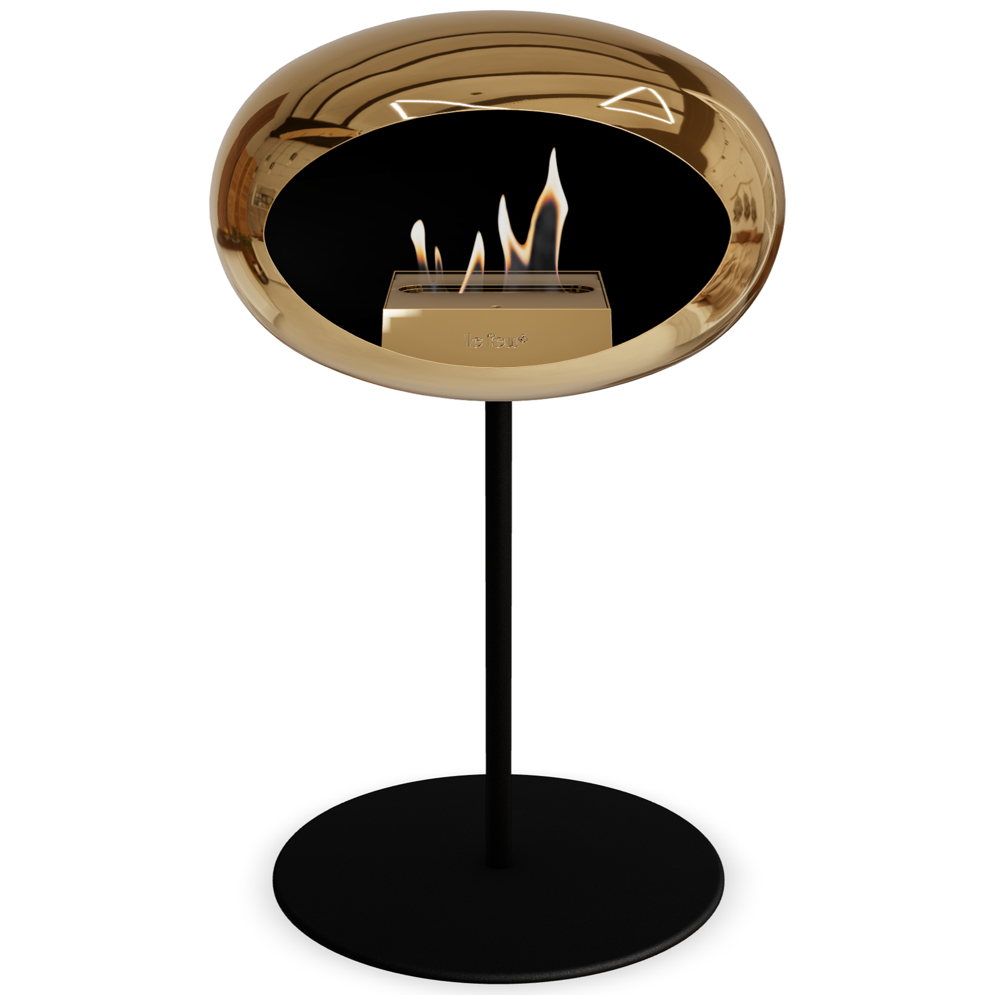 Ground Steel Low Chromed Rose Gold Bio Fireplace with Rose Gold Burner