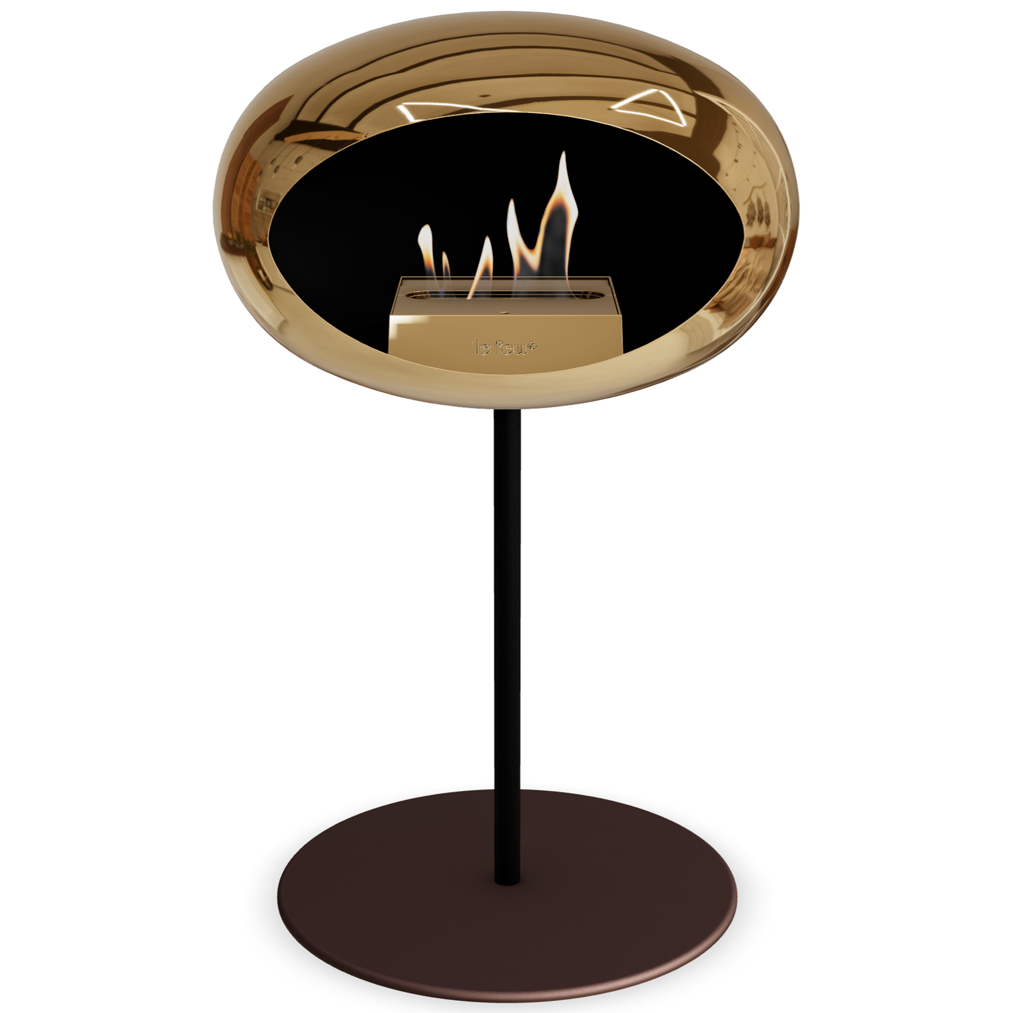 Ground Steel Low Chromed Rose Gold Bio Fireplace with Rose Gold Burner