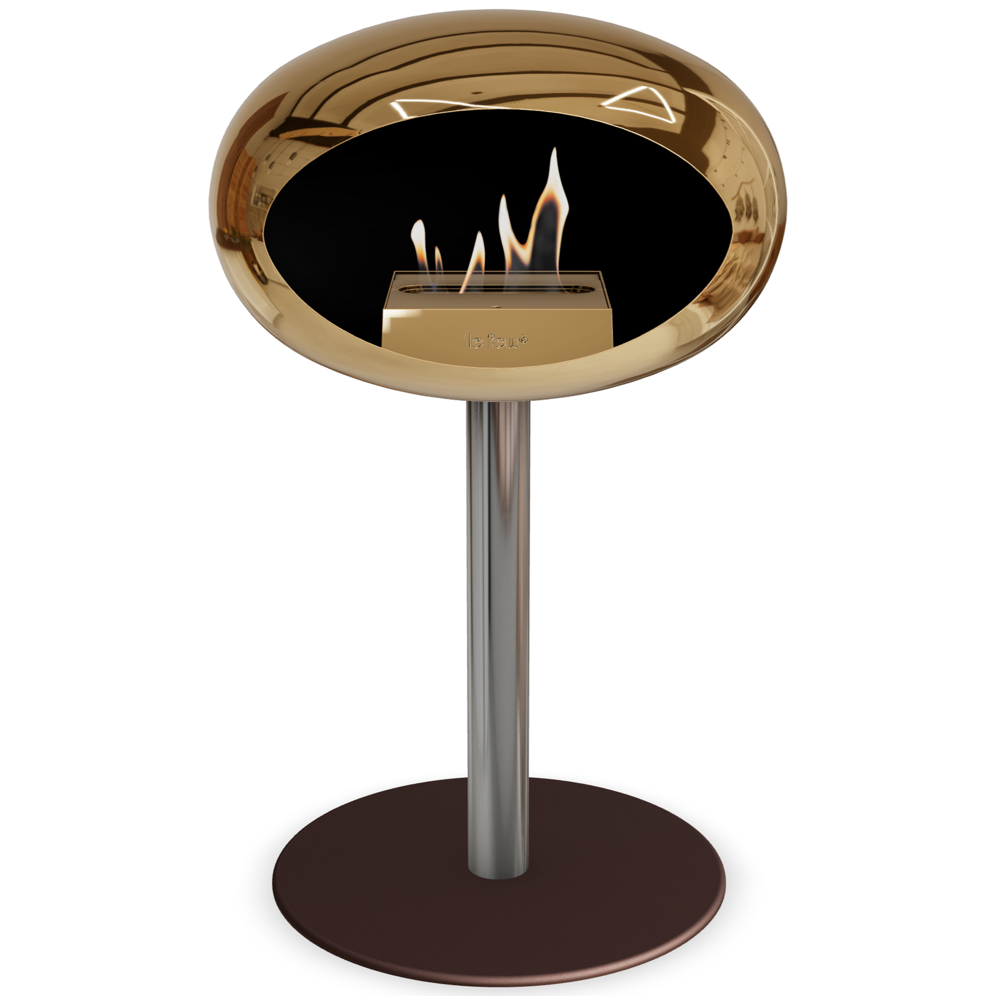 Ground Steel Low Chromed Rose Gold Bio Fireplace with Rose Gold Burner