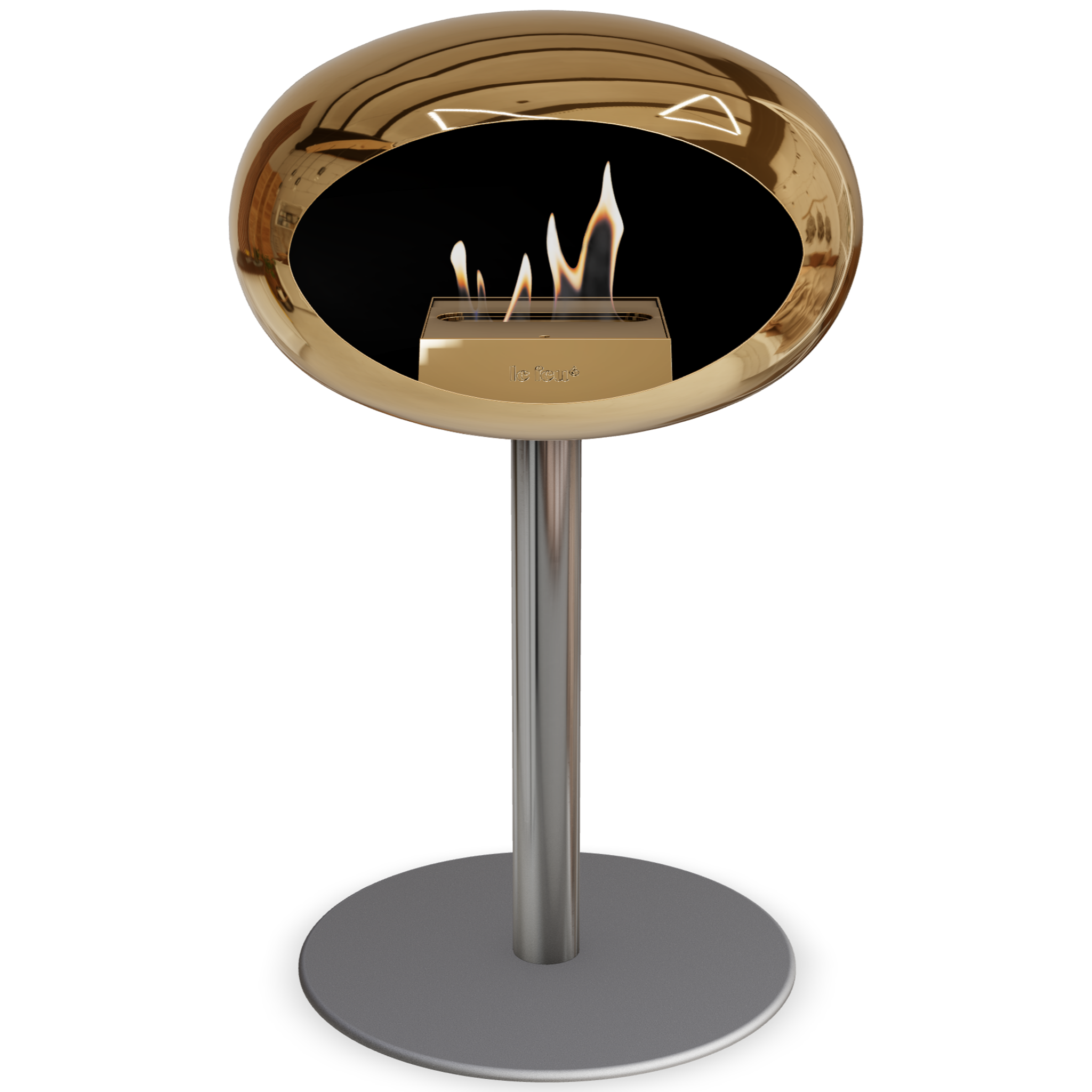 Ground Steel Low Chromed Rose Gold Bio Fireplace with Rose Gold Burner