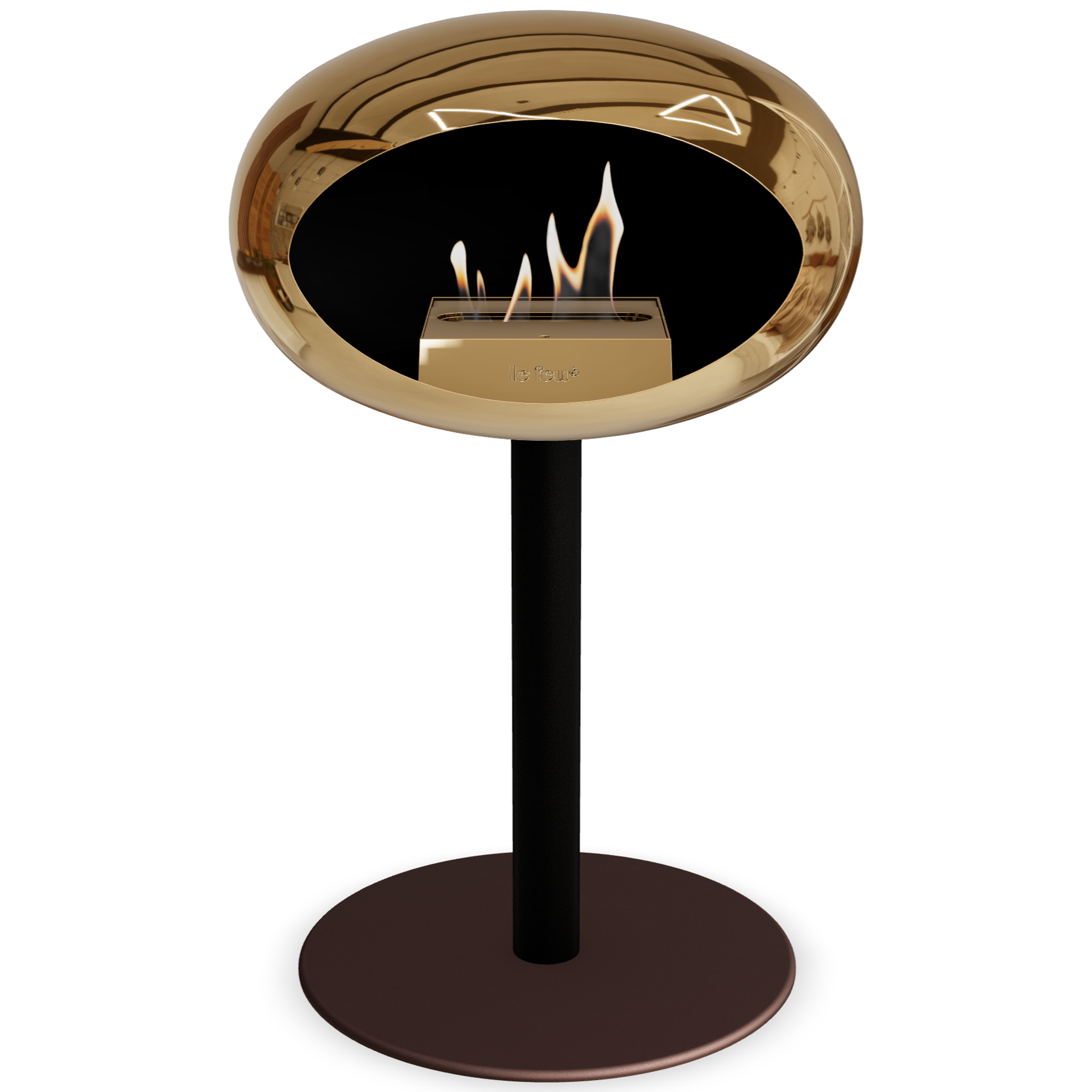 Ground Steel Low Chromed Rose Gold Bio Fireplace with Rose Gold Burner