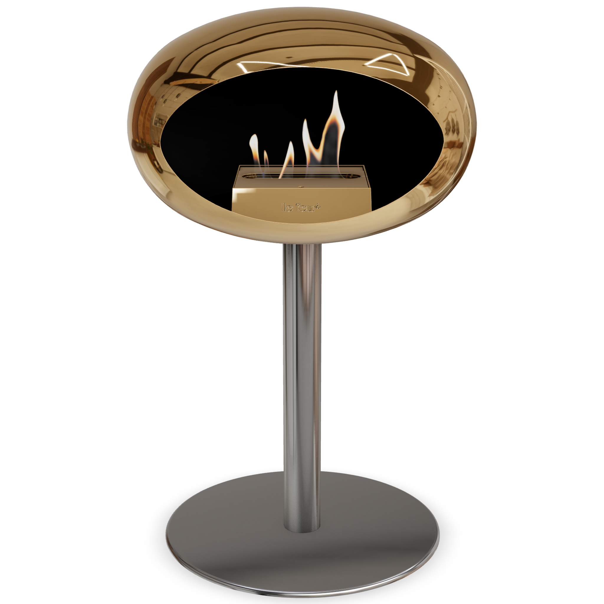 Ground Steel Low Chromed Rose Gold Bio Fireplace with Rose Gold Burner