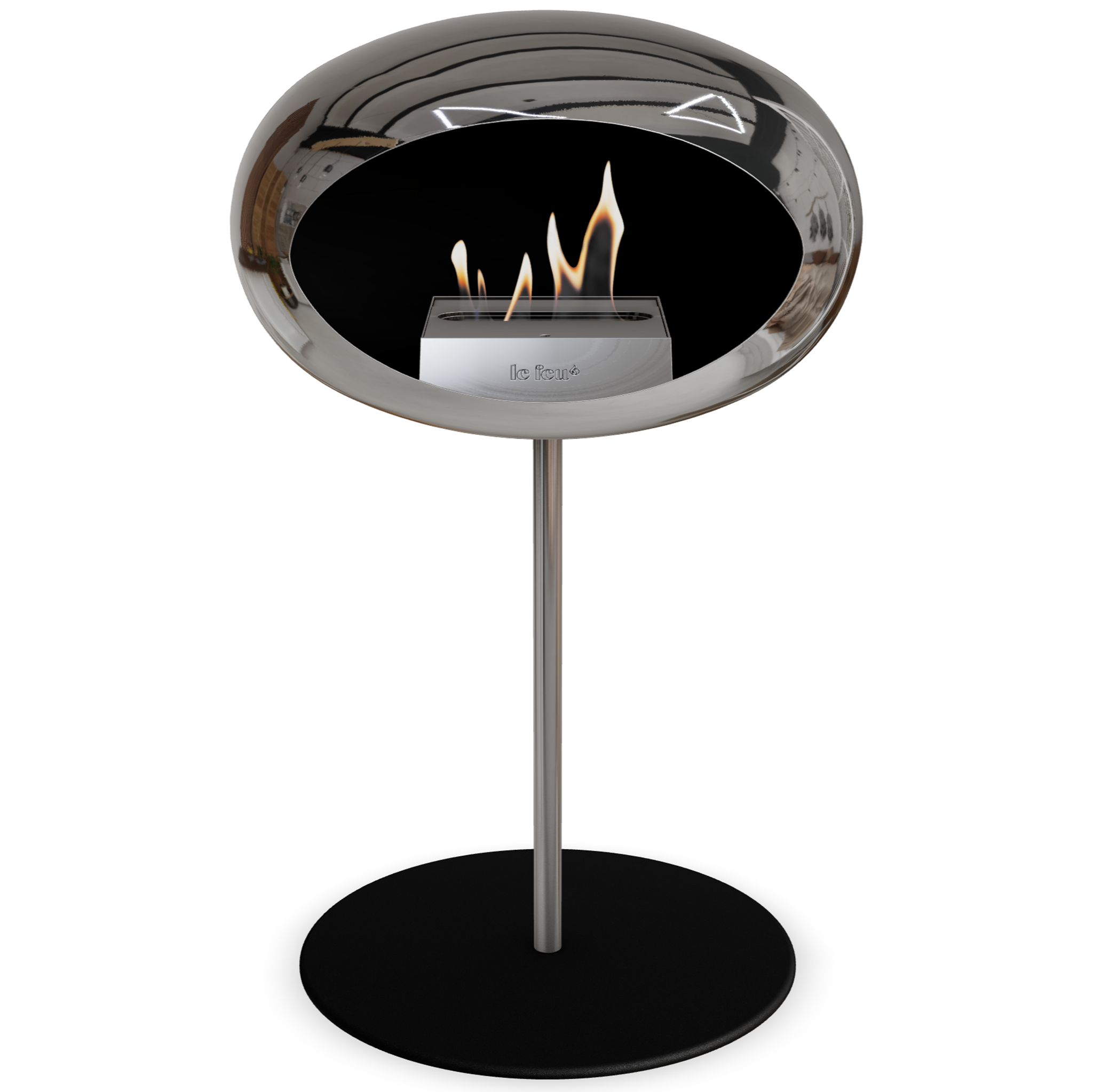 Ground Steel Low Chromed Silver Bio Fireplace with Steel Burner