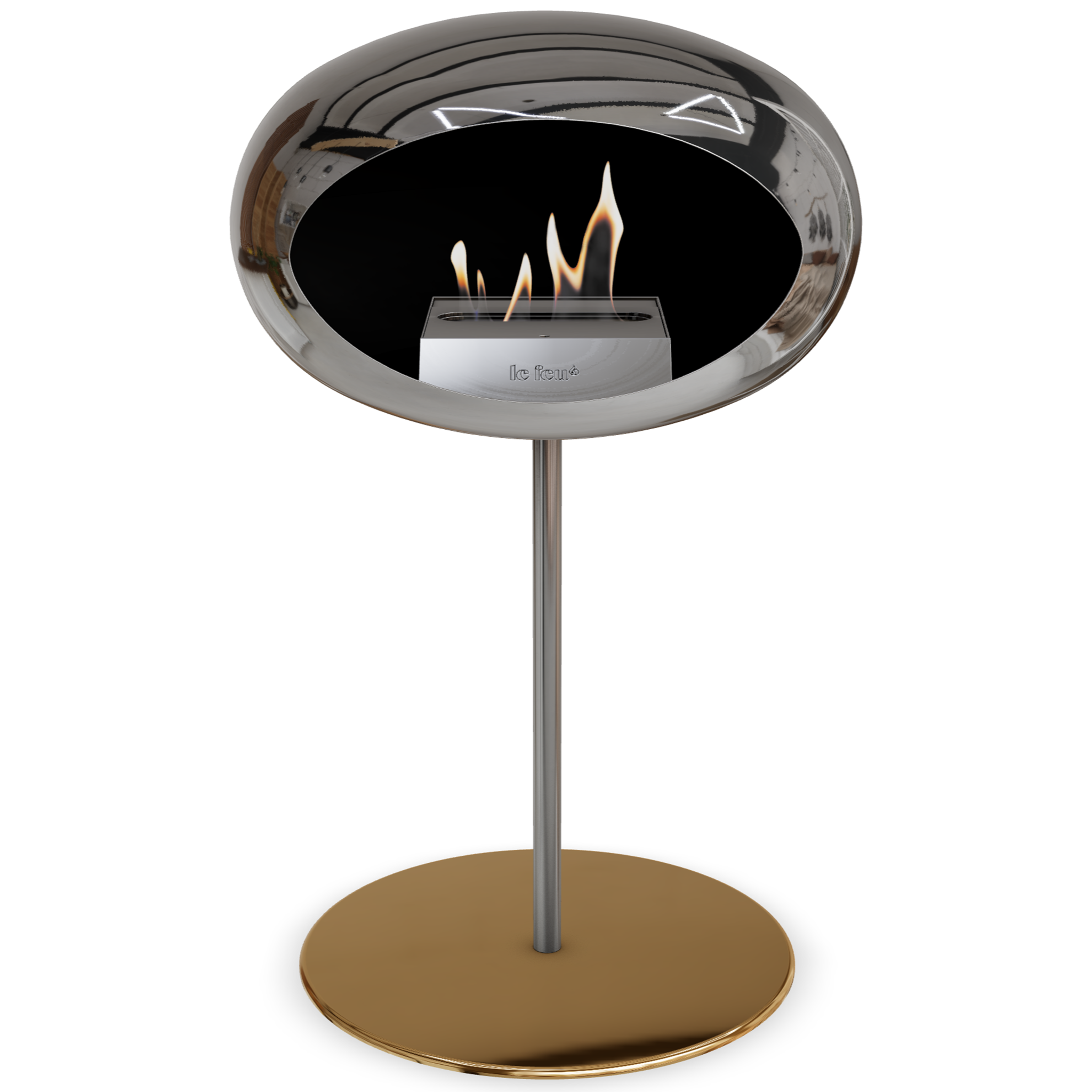 Ground Steel Low Chromed Silver Bio Fireplace with Steel Burner