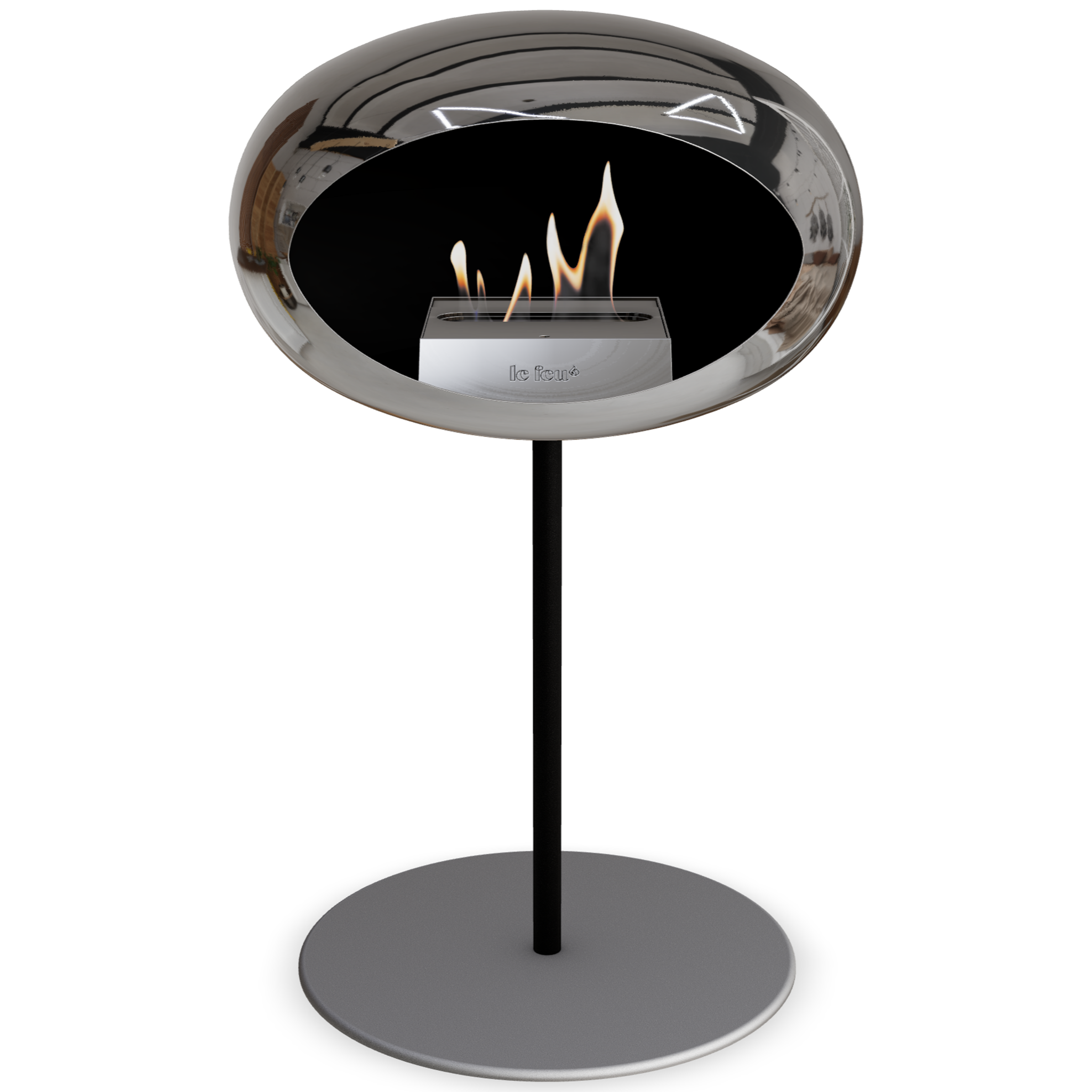 Ground Steel Low Chromed Silver Bio Fireplace with Steel Burner