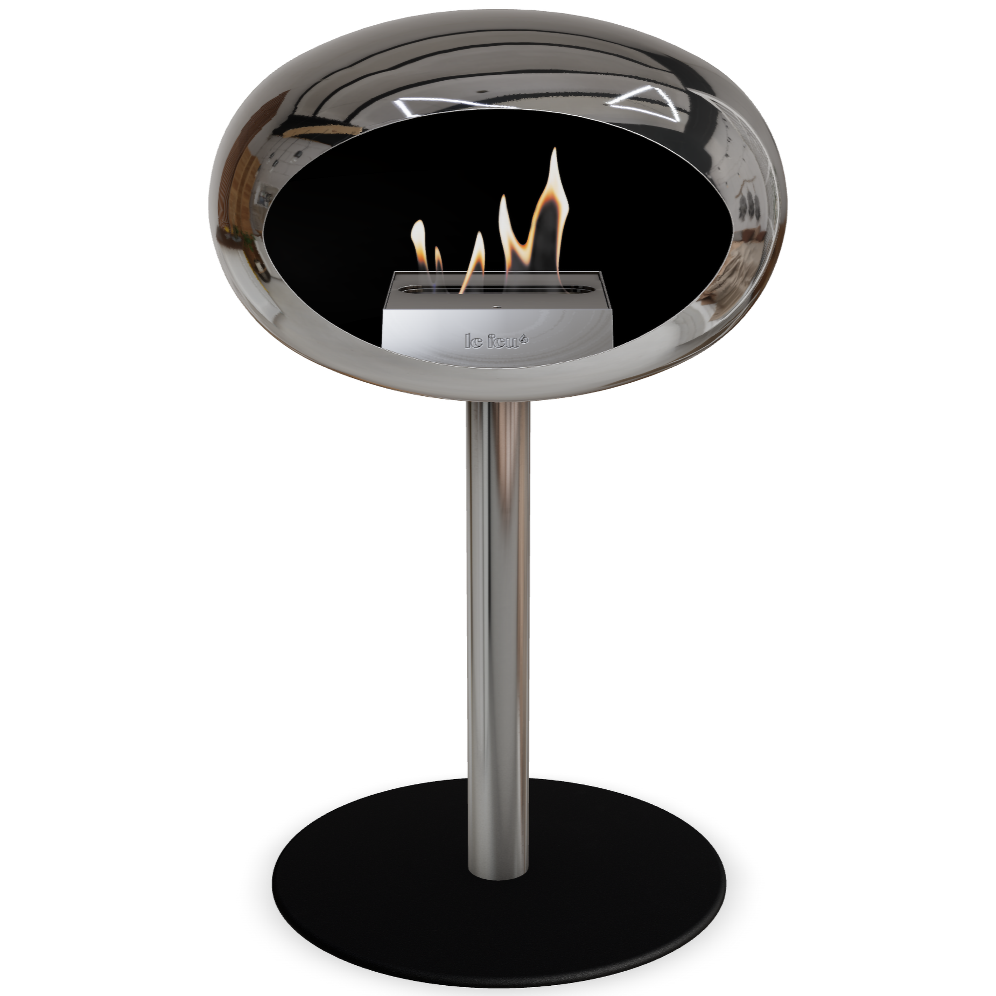 Ground Steel Low Chromed Silver Bio Fireplace with Steel Burner