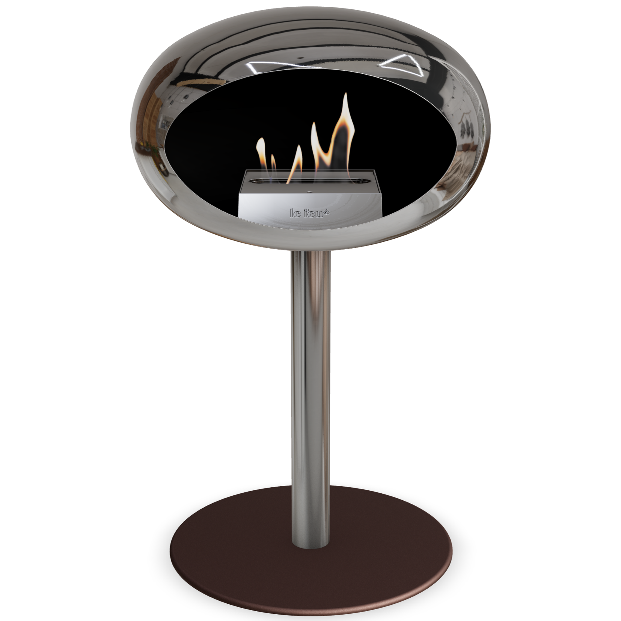 Ground Steel Low Chromed Silver Bio Fireplace with Steel Burner
