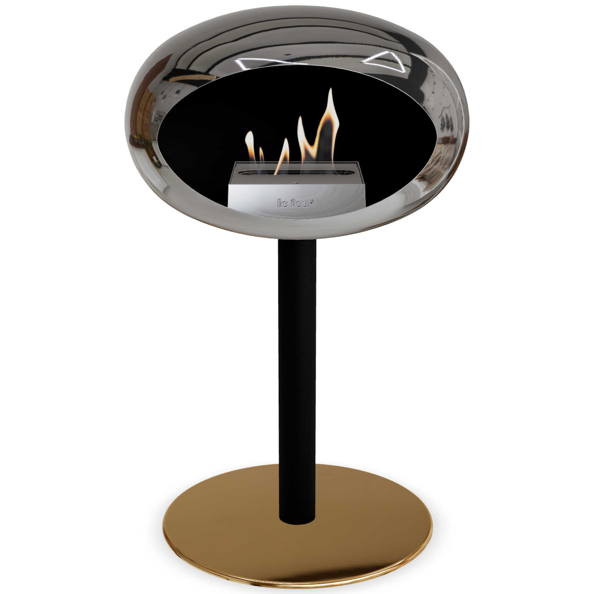 Ground Steel Low Chromed Silver Bio Fireplace with Steel Burner