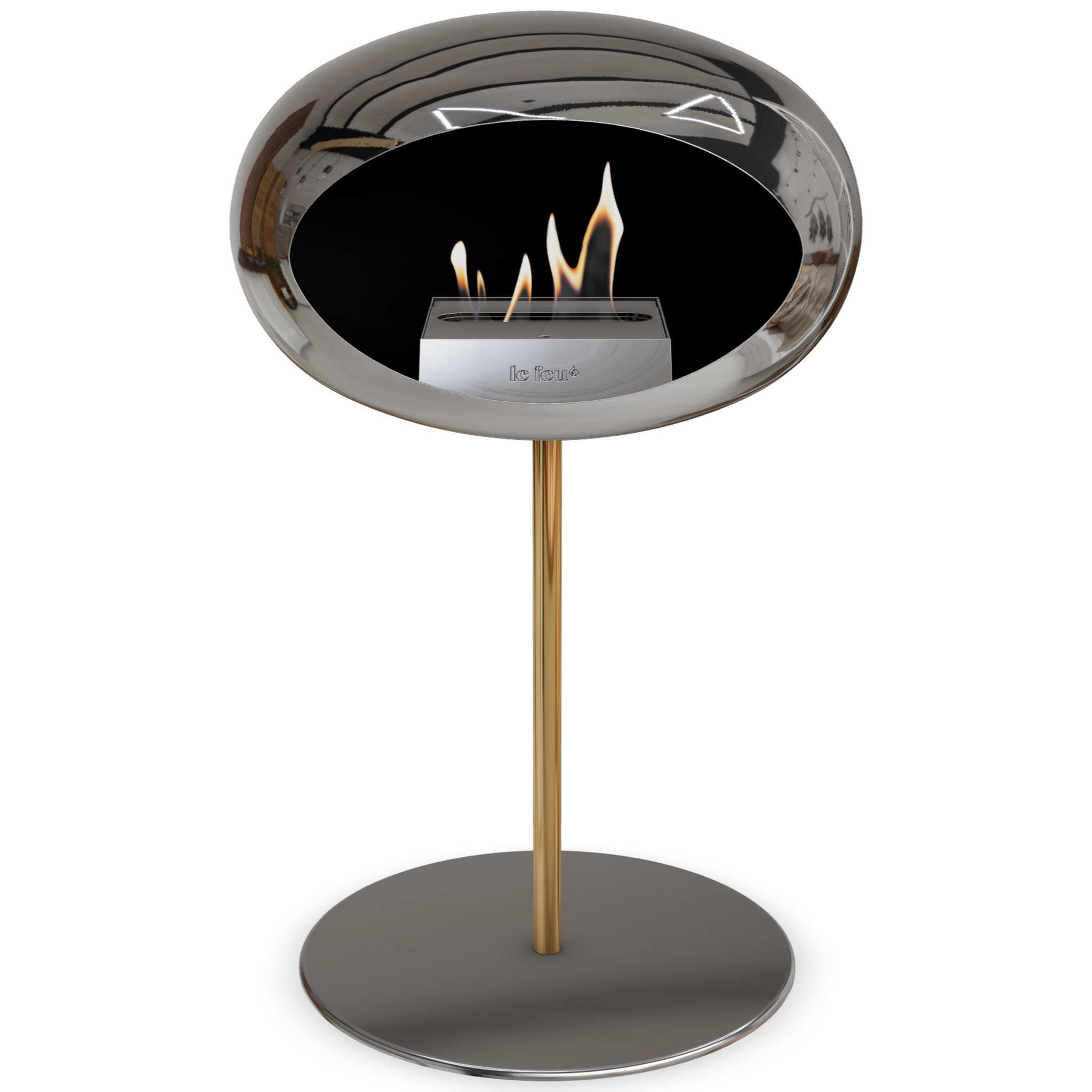 Ground Steel Low Chromed Silver Bio Fireplace with Steel Burner