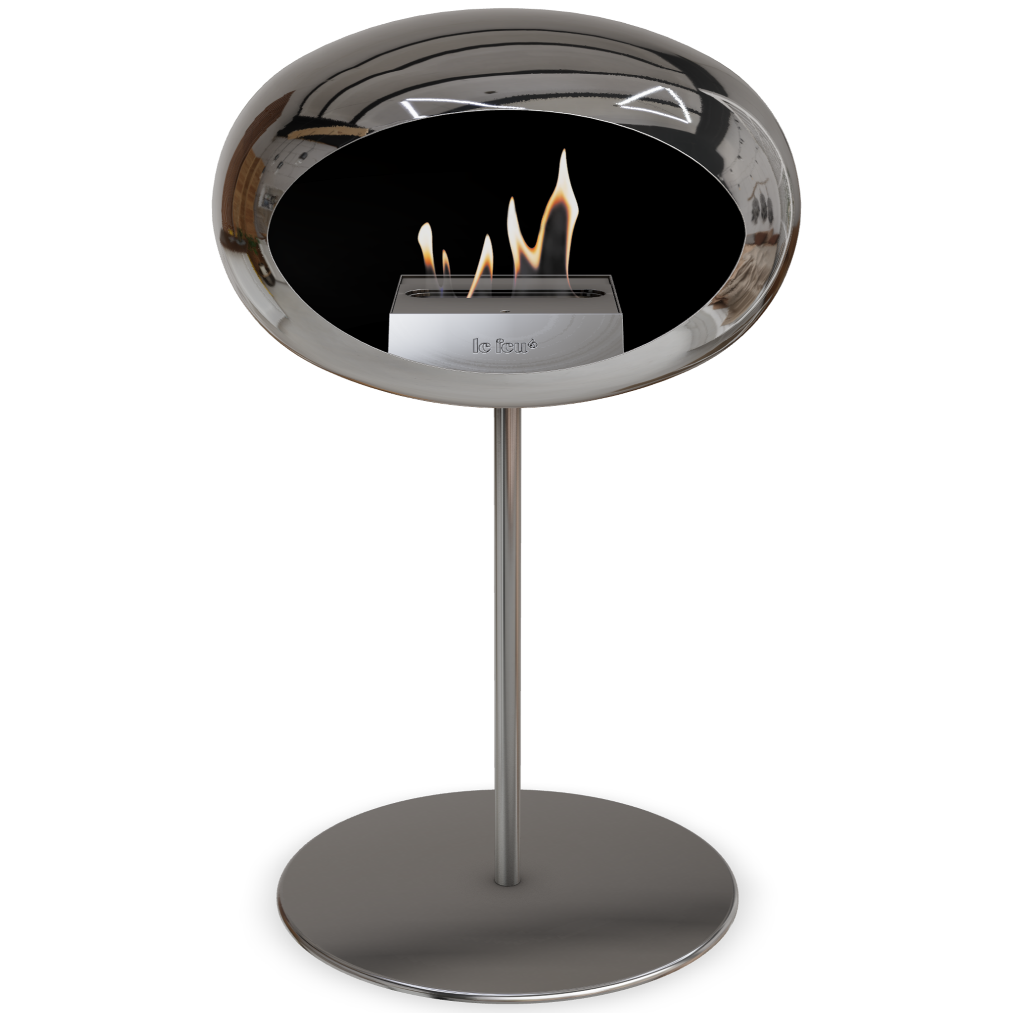 Ground Steel Low Chromed Silver Bio Fireplace with Steel Burner