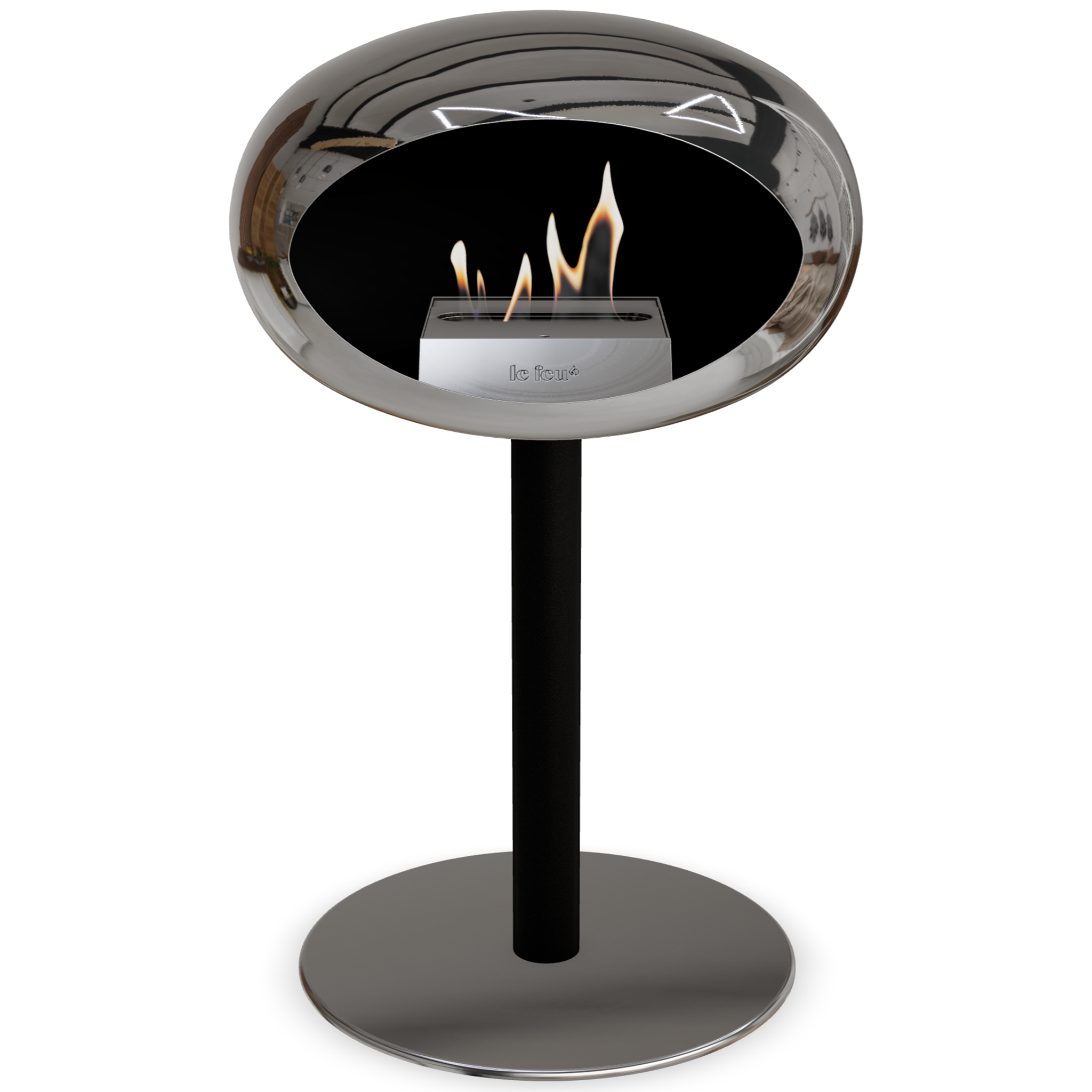 Ground Steel Low Chromed Silver Bio Fireplace with Steel Burner